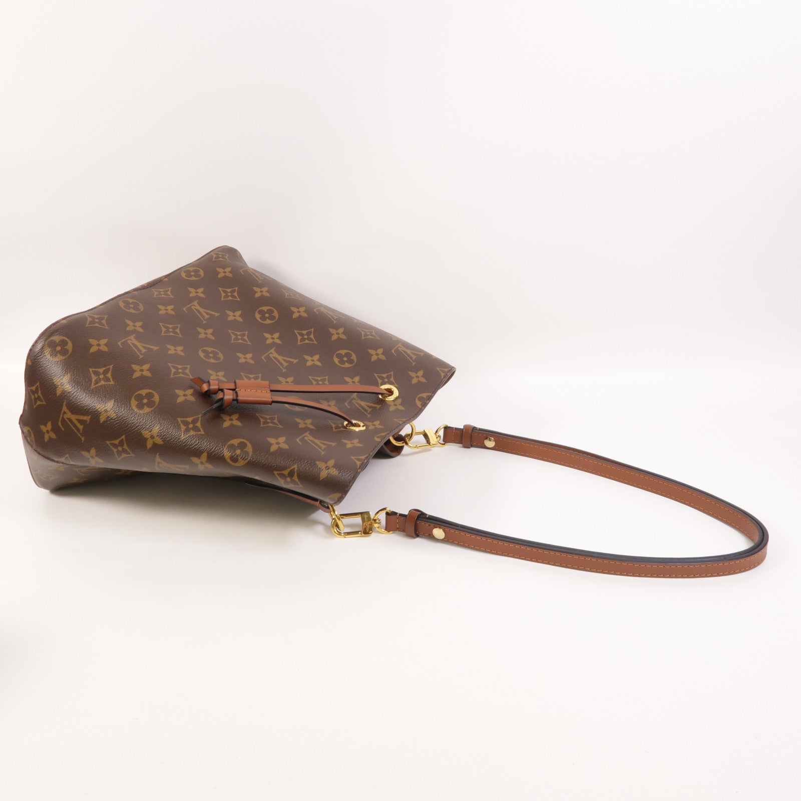 LOUIS VUITTON Monogram NeoNoe MM金扣肩背袋棕色