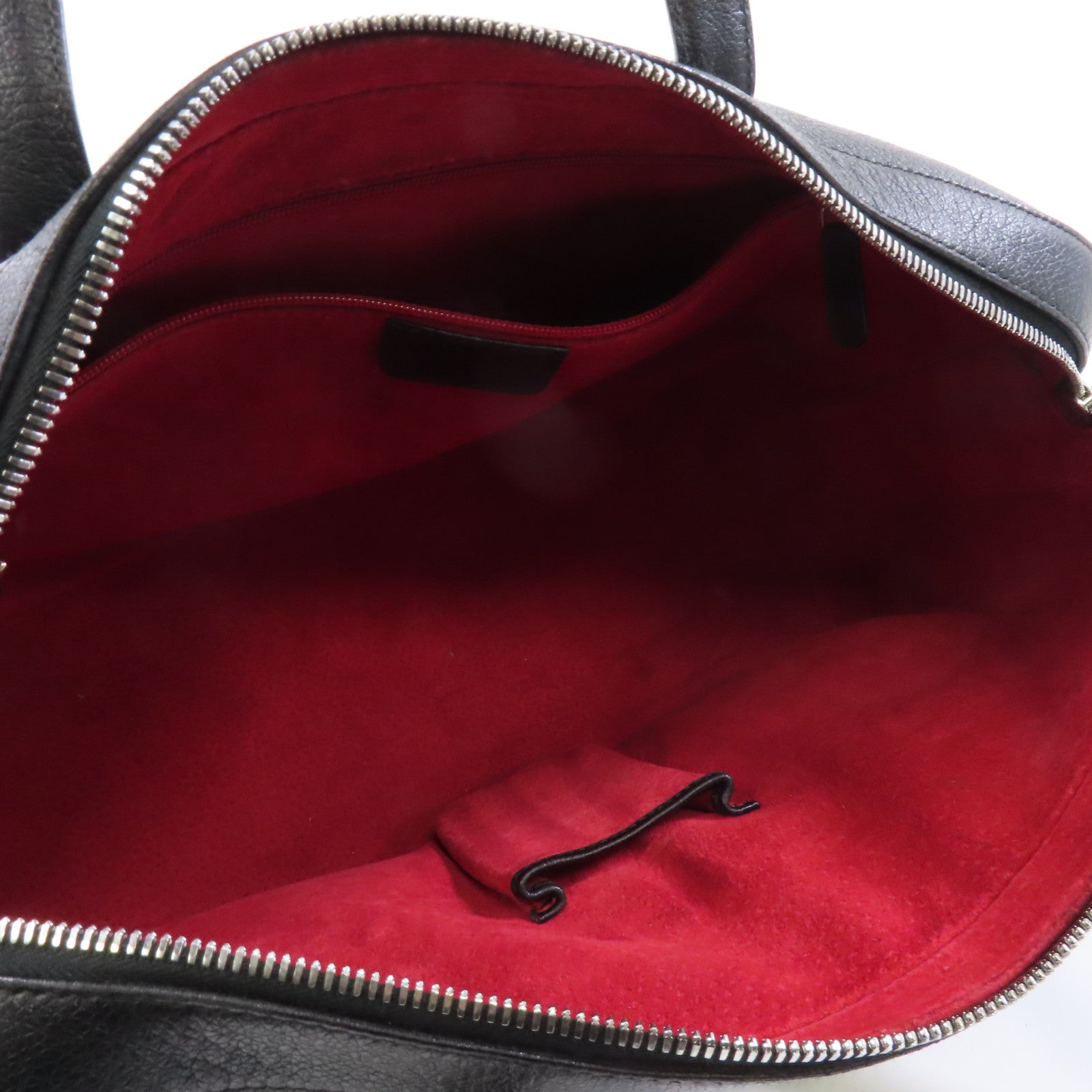BVLGARI 【激減優惠】牛皮皮革Shoulder Bag銀扣肩背袋黑色