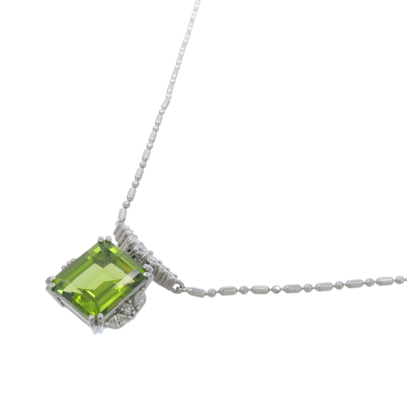 JEWELRY PT900/PT850鉑金Peridot Diamond Necklace橄欖石/鑽石項鍊