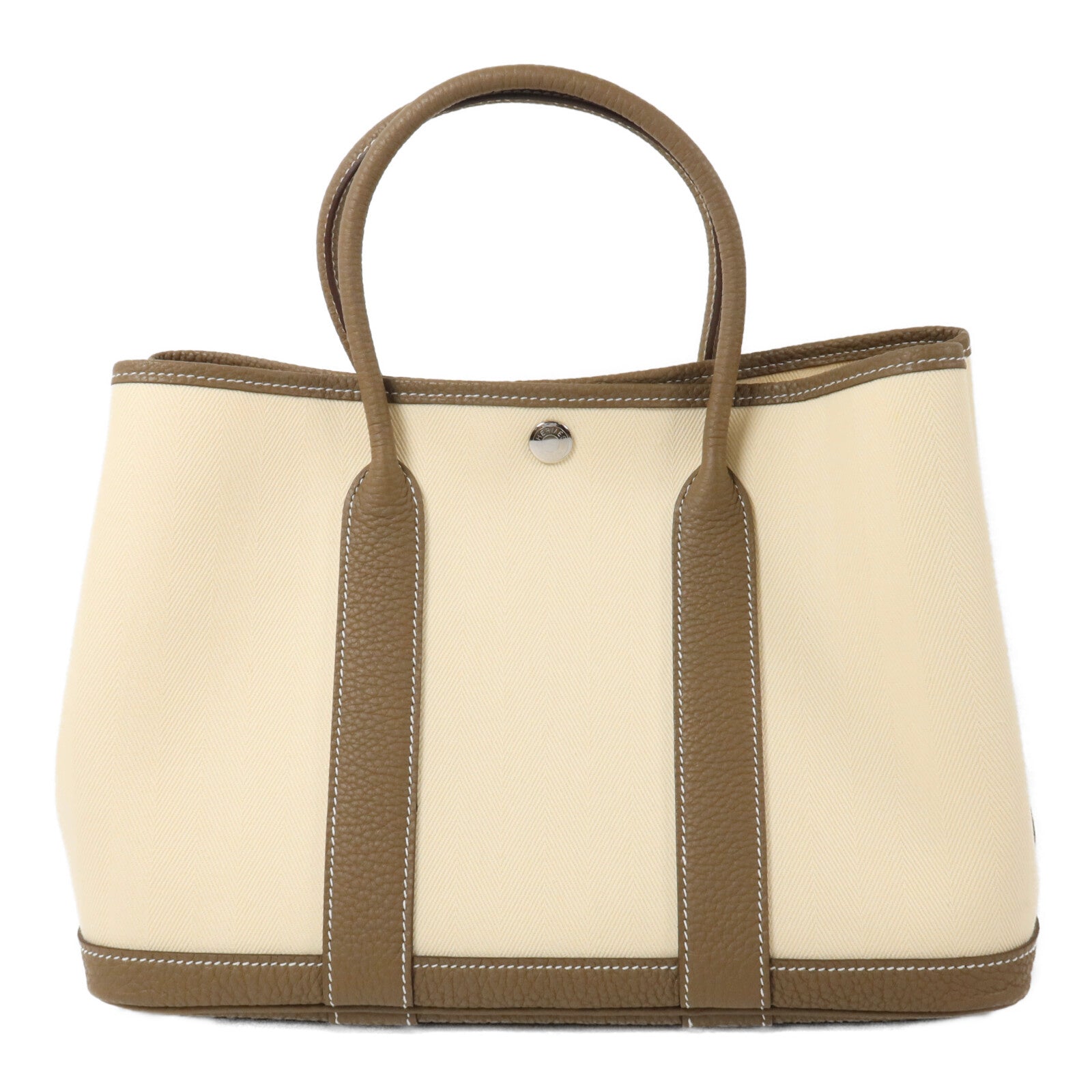 HERMES 帆布/Negonda皮革Garden Party TPM手挽袋Etoupe