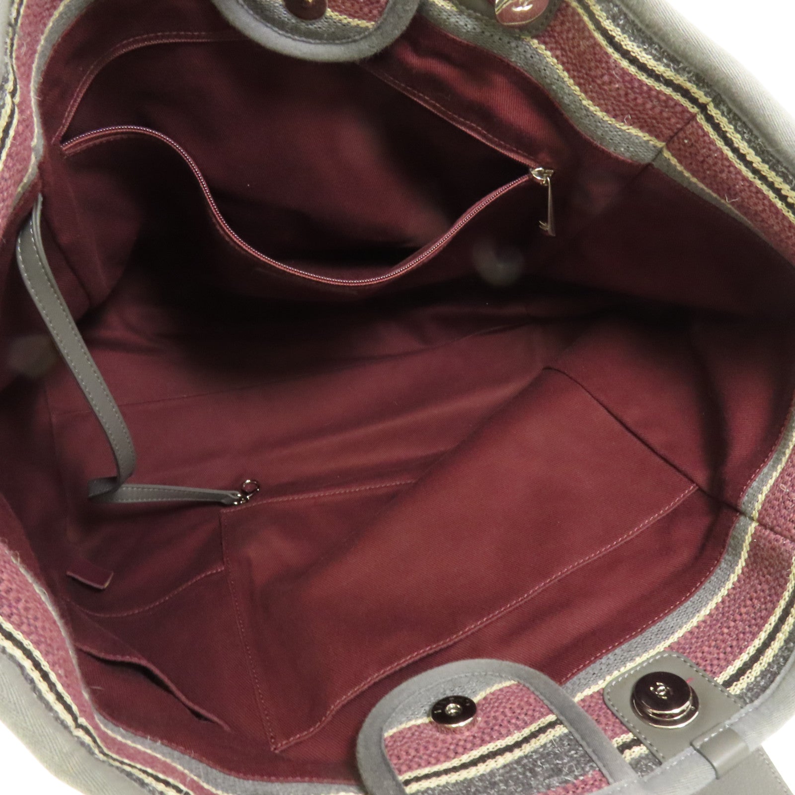 CHANEL 帆布Deauville Tote銀扣鏈帶手挽肩背兩用袋