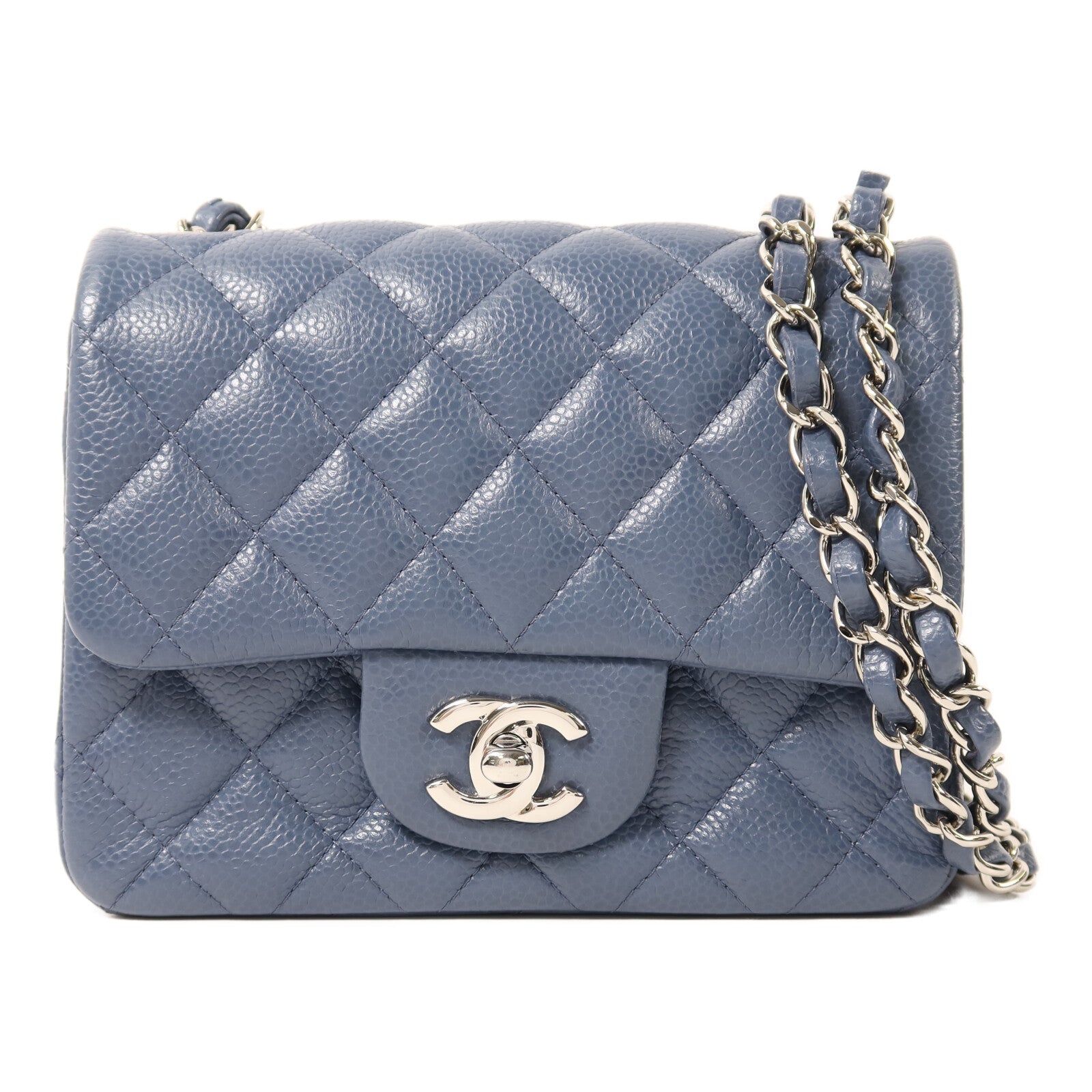 CHANEL 牛皮皮革Mini Classic 17銀扣鏈帶肩背袋