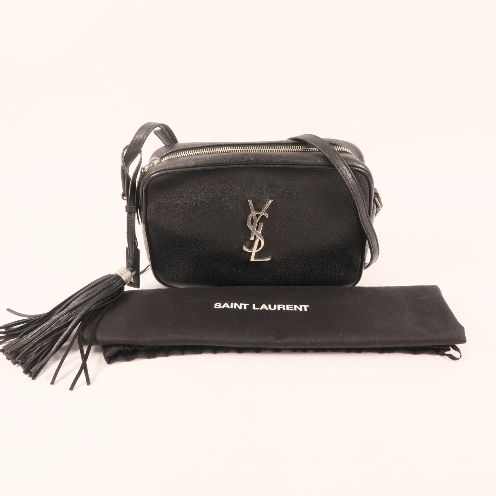 SAINT LAURENT 牛皮皮革Lou Camera Bag銀扣肩背袋