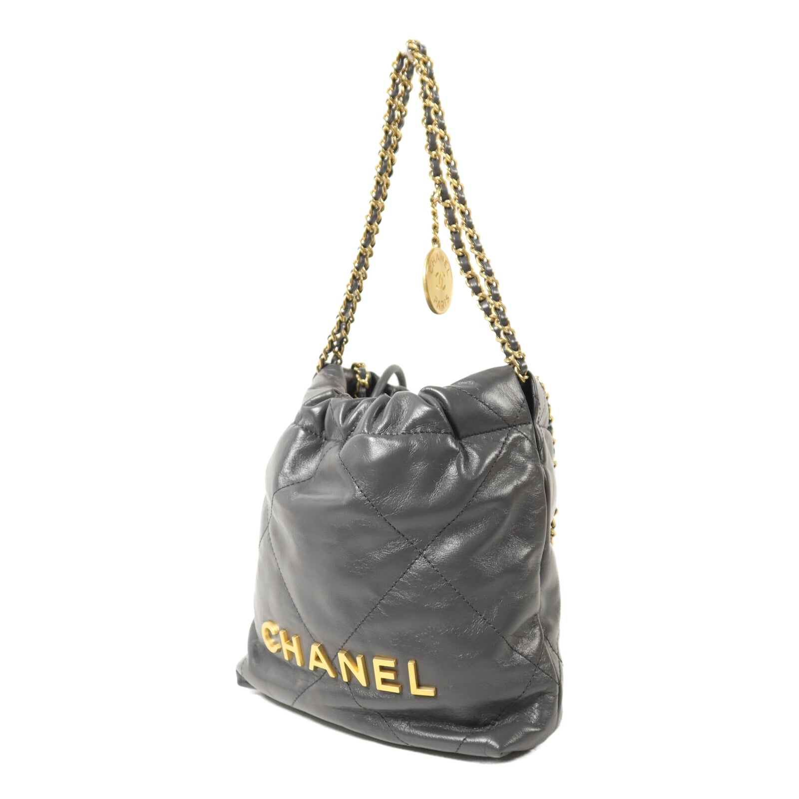 CHANEL 【激減優惠】牛皮皮革Chanel 22 Mini金扣鏈帶手挽肩背兩用袋