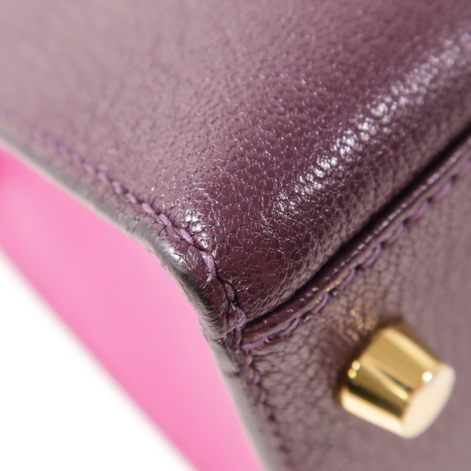 HERMES GHW Kelly 28 SOP 2 Way Bag Chevre Leather Anemone/Rose Pourpre