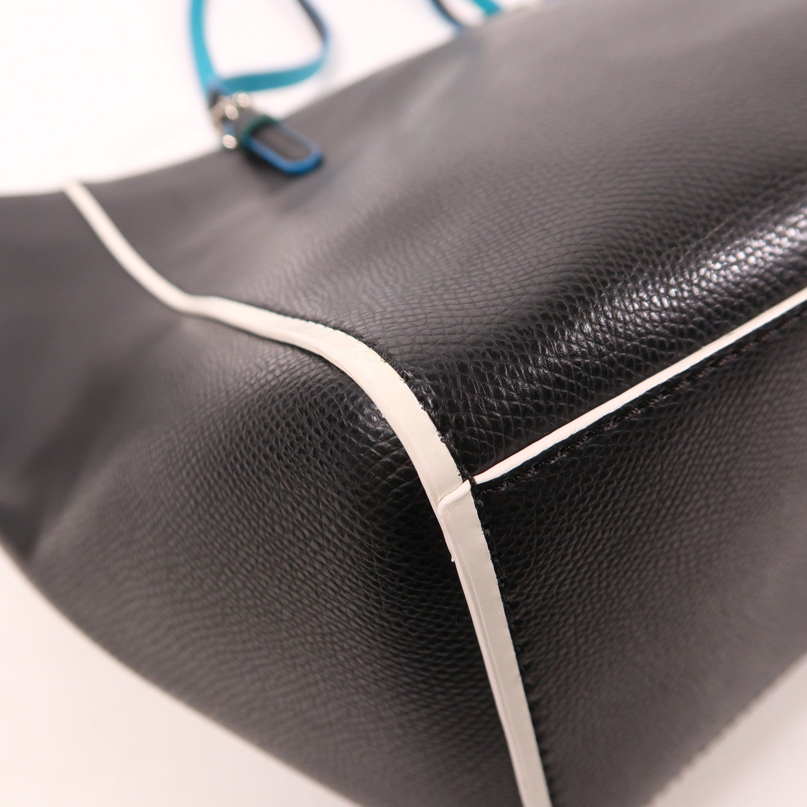 COACH SHW Turnlock Tote Shoulder Tote Bag Leather Black Blue