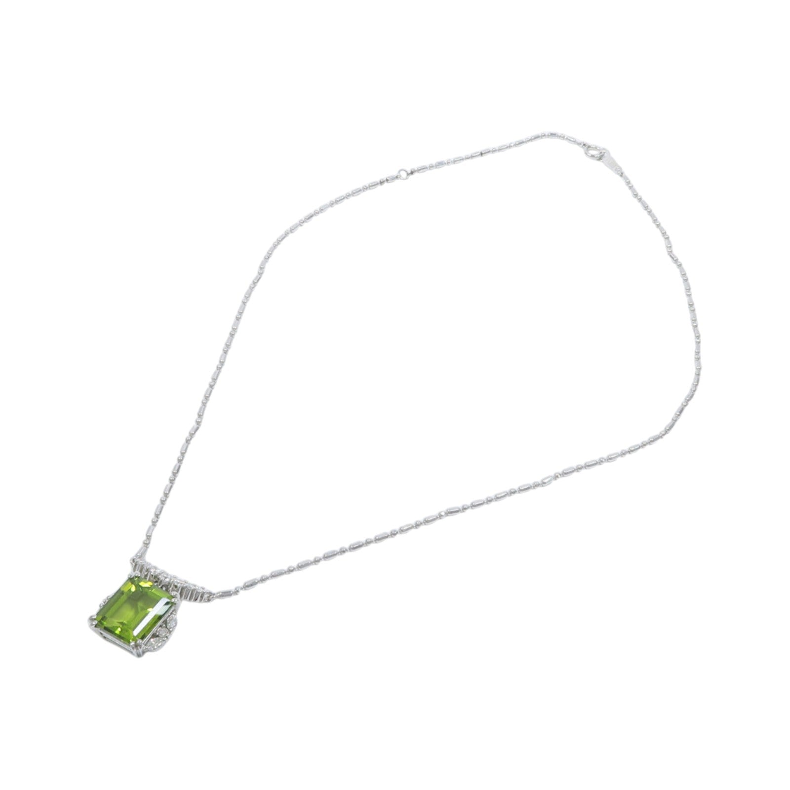 JEWELRY PT900/PT850鉑金Peridot Diamond Necklace橄欖石/鑽石項鍊