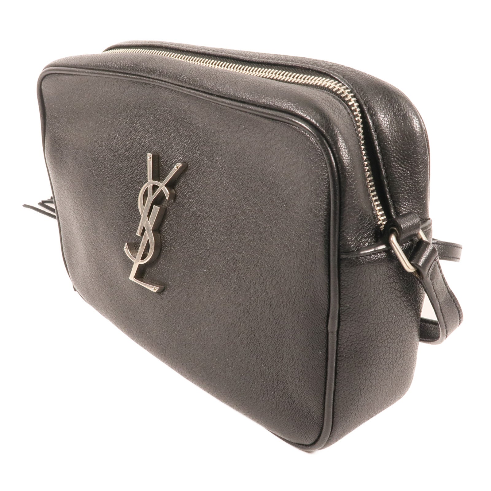 SAINT LAURENT 牛皮皮革Lou Camera Bag銀扣肩背袋