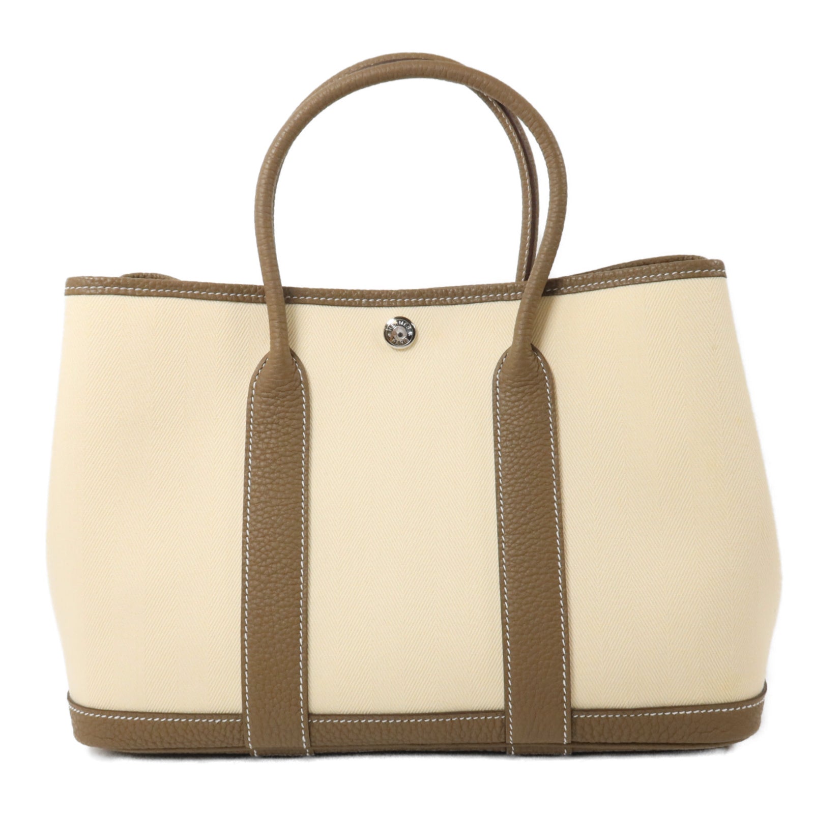 HERMES 帆布/Negonda皮革Garden Party TPM手挽袋Etoupe