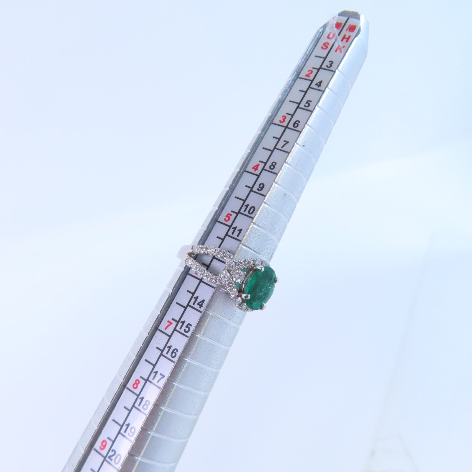 JEWELRY PT900鉑金/綠寶石/鑽石Emerald Diamond Ring戒指US#5.75