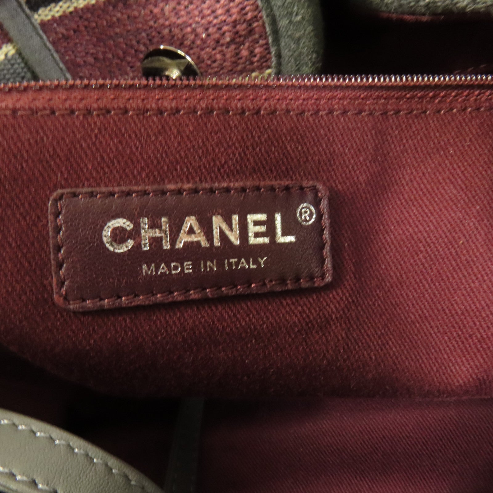 CHANEL 帆布Deauville Tote銀扣鏈帶手挽肩背兩用袋