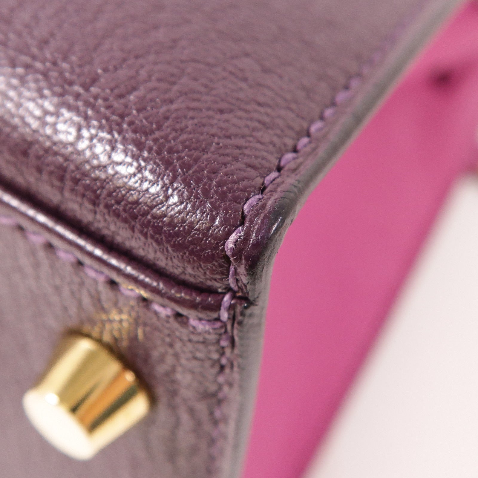 HERMES GHW Kelly 28 SOP 2 Way Bag Chevre Leather Anemone/Rose Pourpre