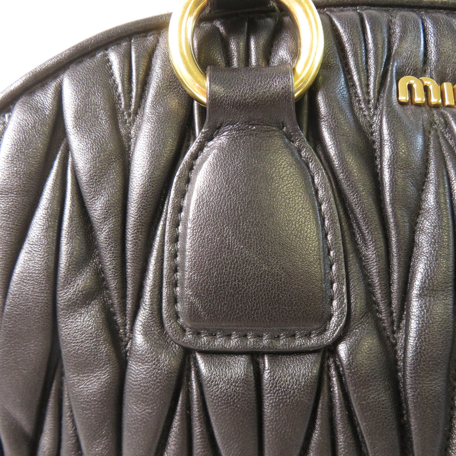 Miu Miu 羊皮皮革2 Way Shoulder金扣手挽肩背兩用袋黑色