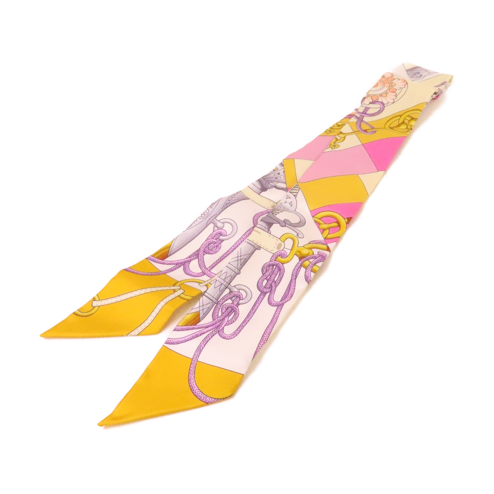 HERMES 【激減優惠】絲質Twilly Scarf絲巾黃色/紫色/粉紅色/彩色