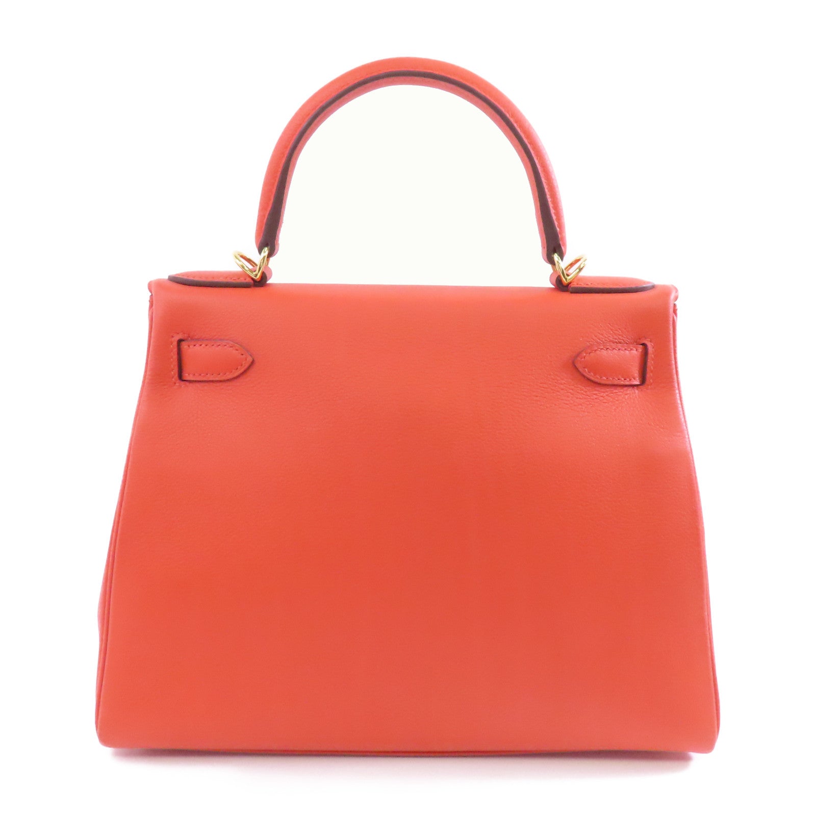 HERMES Evercolor皮革Kelly 28金扣手挽肩背兩用袋Rouge H/紅色