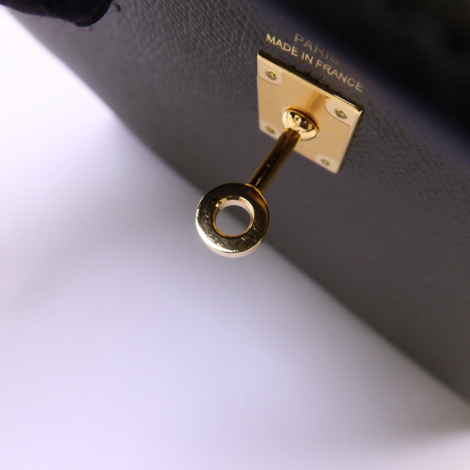HERMES Epsom皮革Kelly 25金扣手挽肩背兩用袋Vert Gris