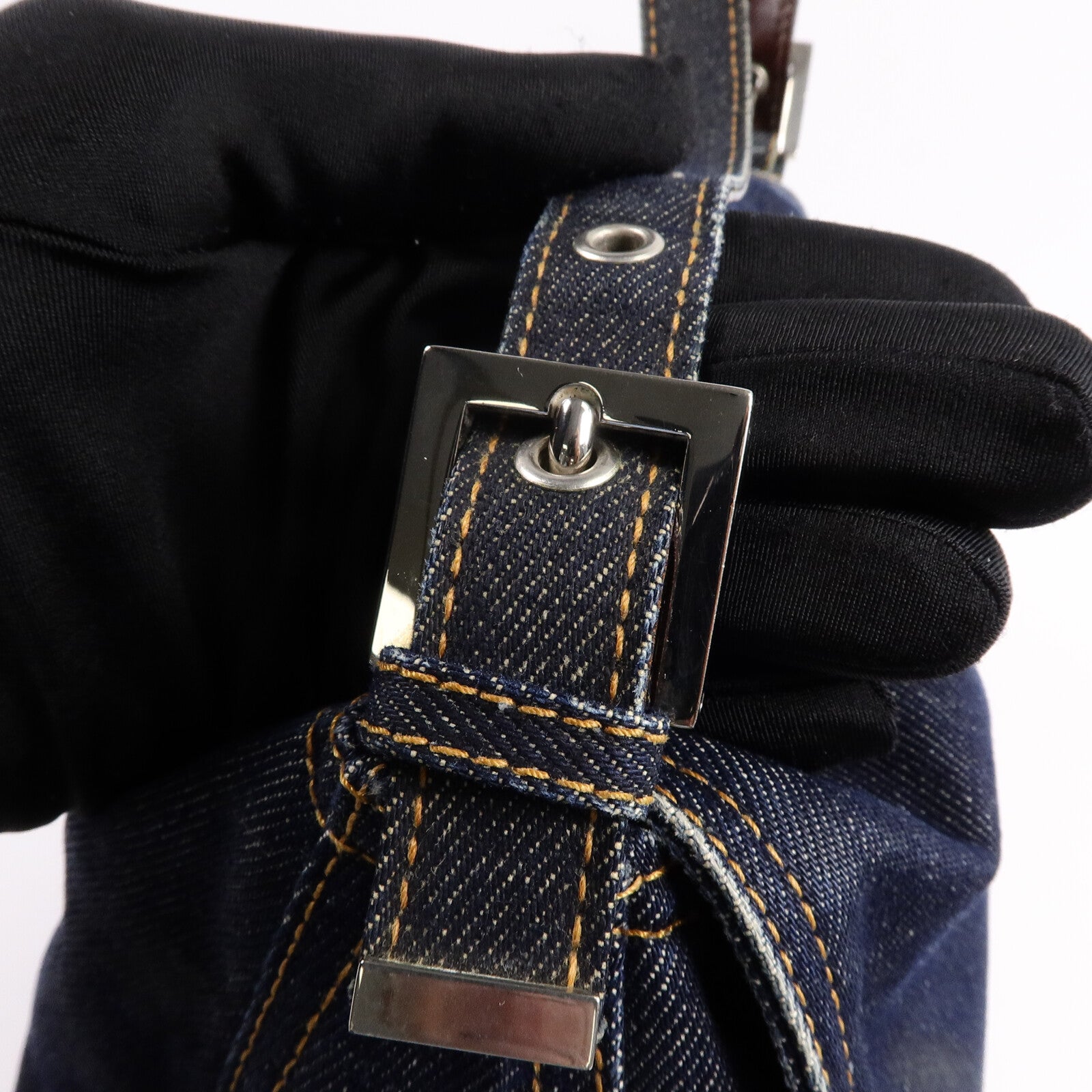 FENDI 牛仔布Mamma Baguette肩背袋