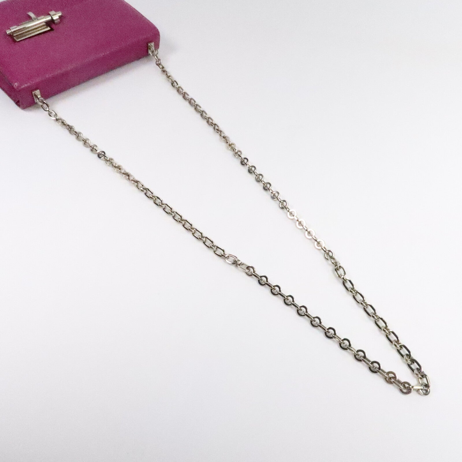 HERMES Chevre皮革Verrou Mini鏈帶肩背袋Rose Purple