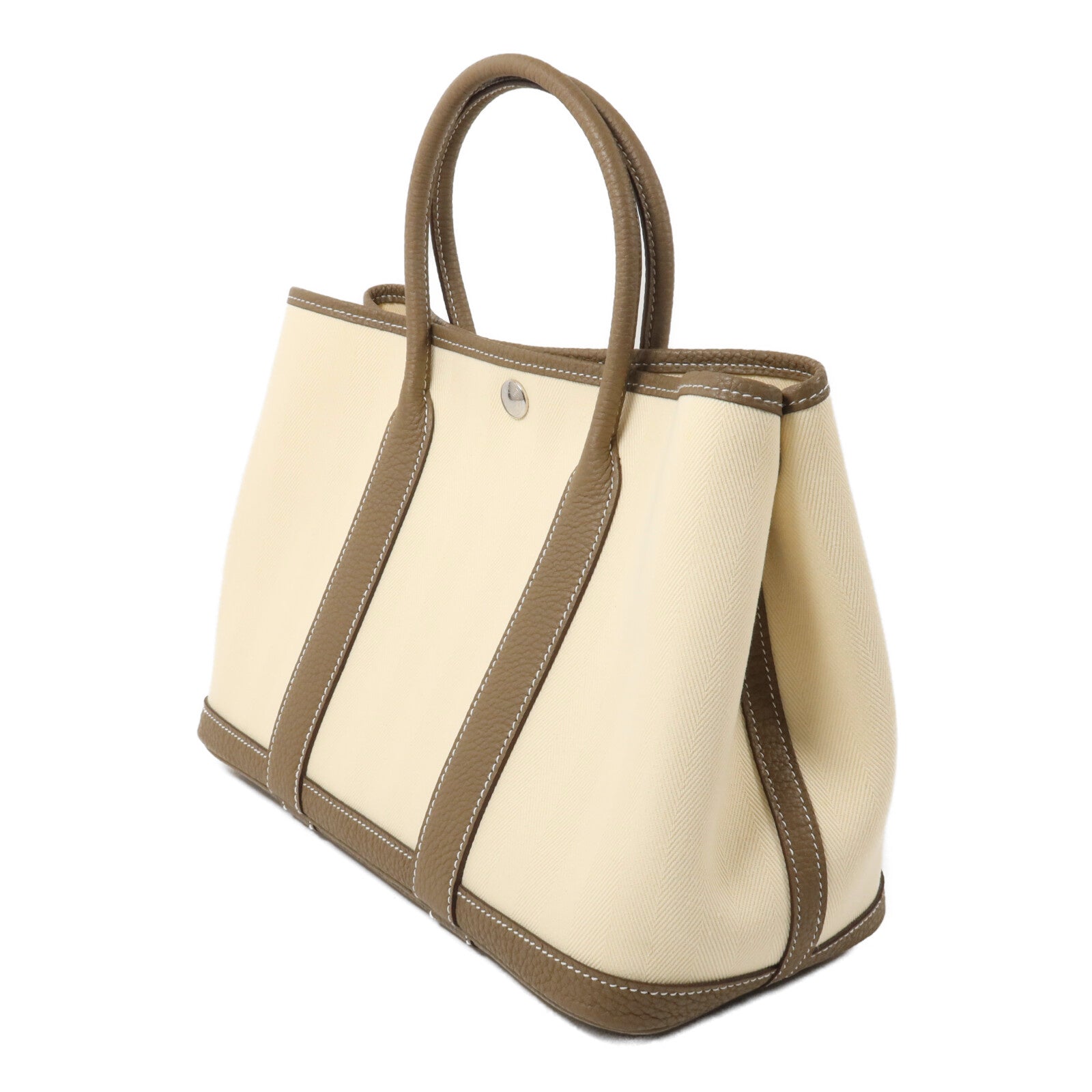 HERMES 帆布/Negonda皮革Garden Party TPM手挽袋Etoupe