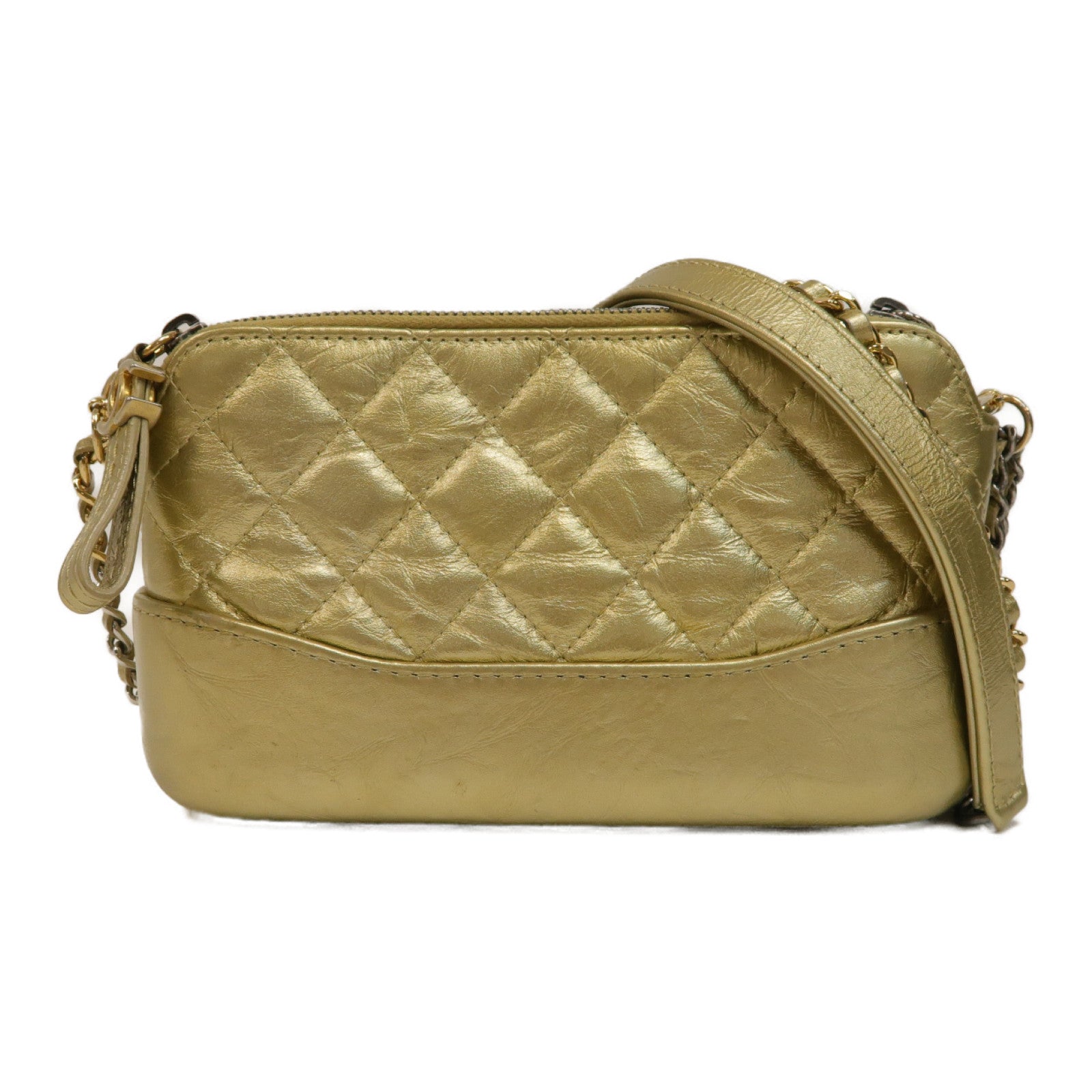 CHANEL 【激減優惠】菱格牛皮皮革Gabrielle Clutch With Chain Shoulder Bag金扣/銀扣鏈帶肩背袋金色