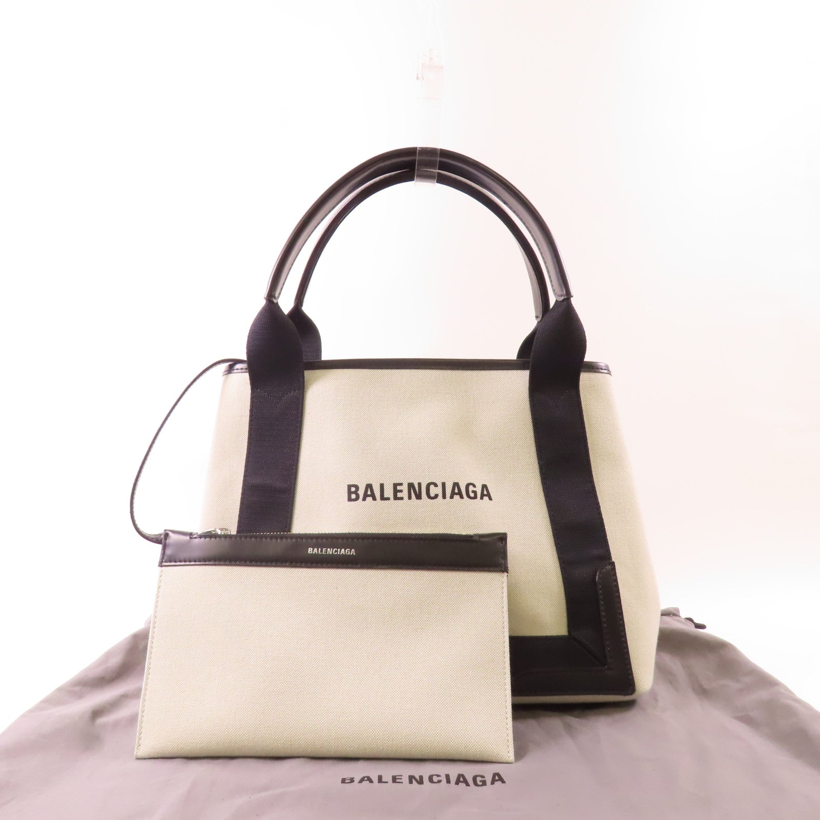 BALENCIAGA 帆布Tote Bag 銀扣肩背袋