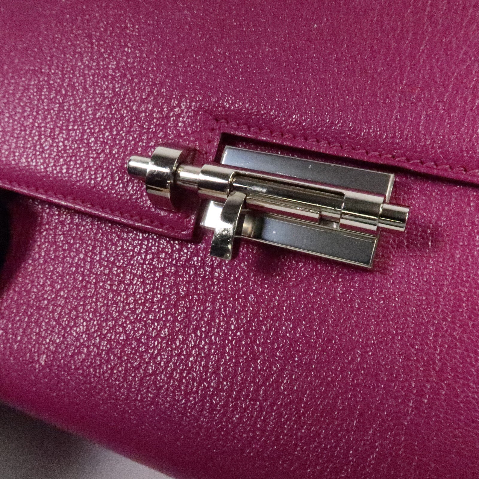 HERMES Chevre皮革Verrou Mini鏈帶肩背袋Rose Purple