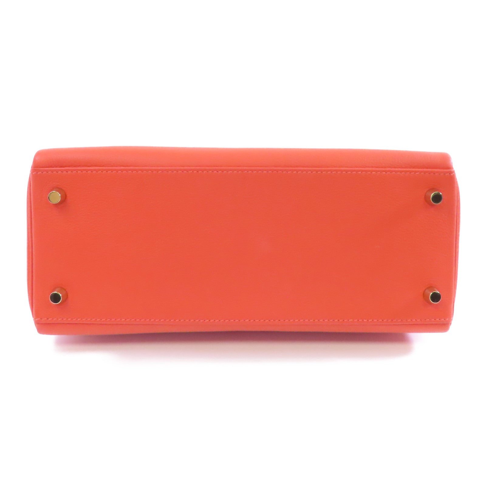 HERMES Evercolor皮革Kelly 28金扣手挽肩背兩用袋Rouge H/紅色