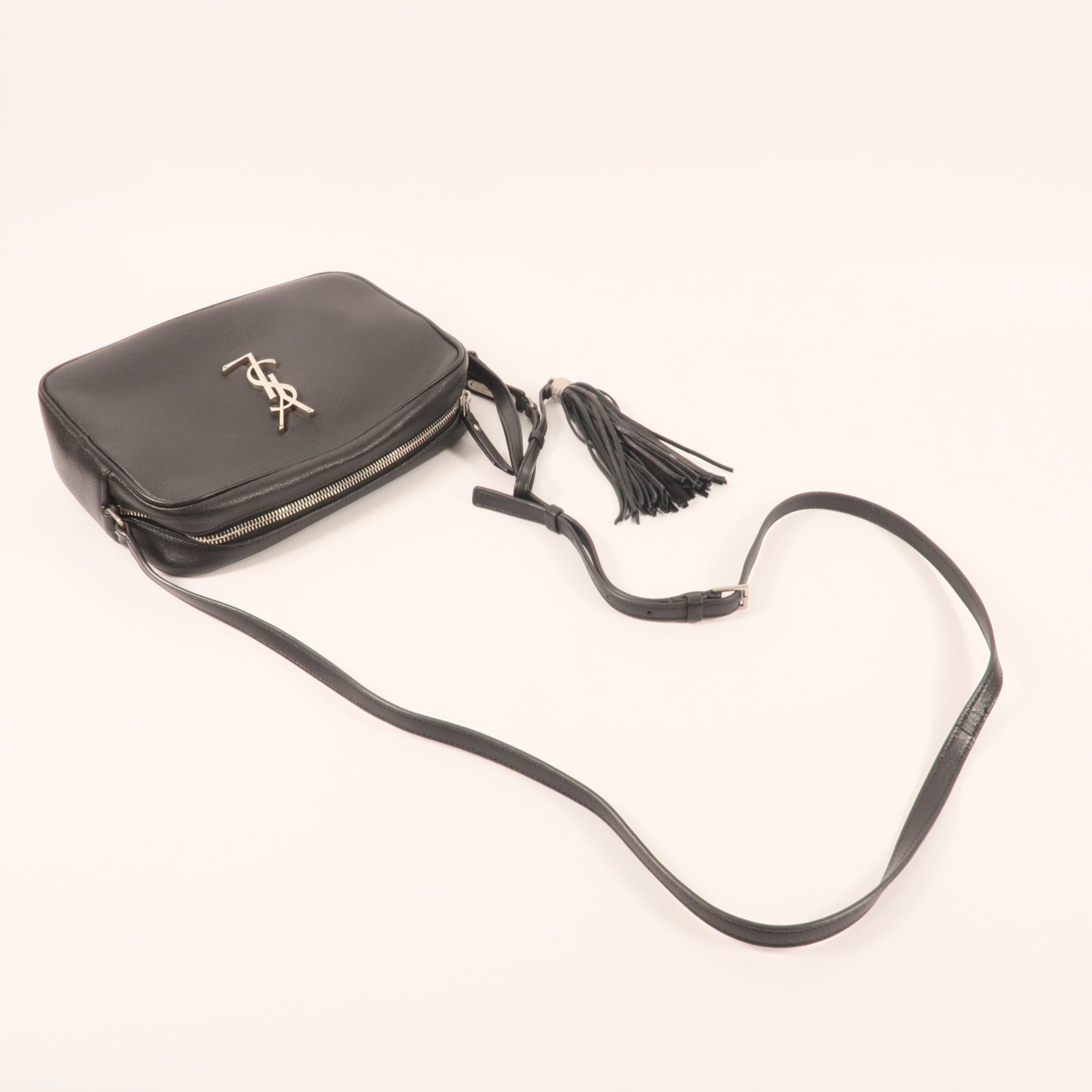 SAINT LAURENT 牛皮皮革Lou Camera Bag銀扣肩背袋
