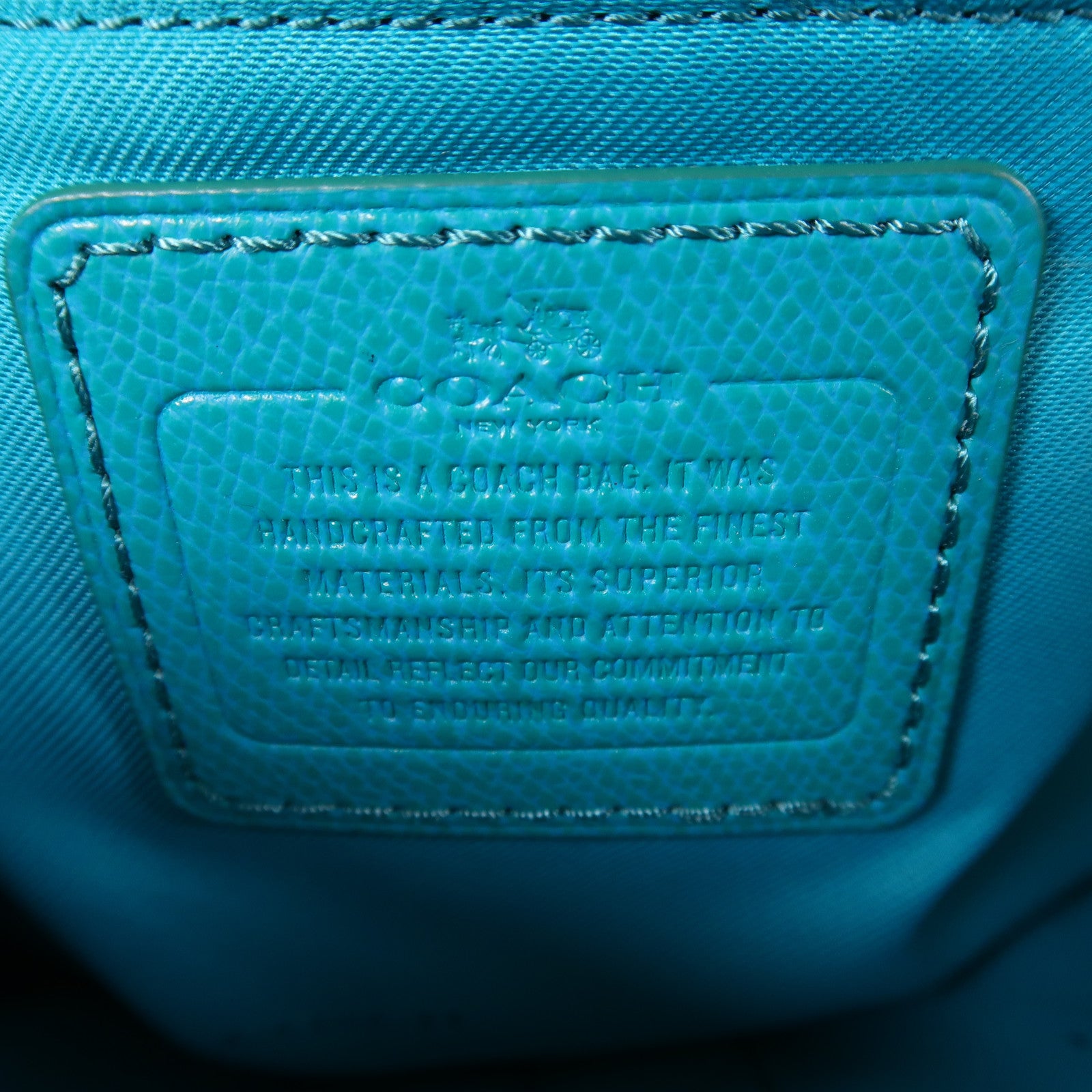 COACH SHW Turnlock Tote Shoulder Tote Bag Leather Black Blue