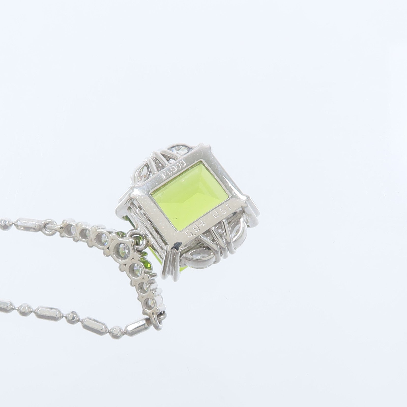 JEWELRY PT900/PT850鉑金Peridot Diamond Necklace橄欖石/鑽石項鍊