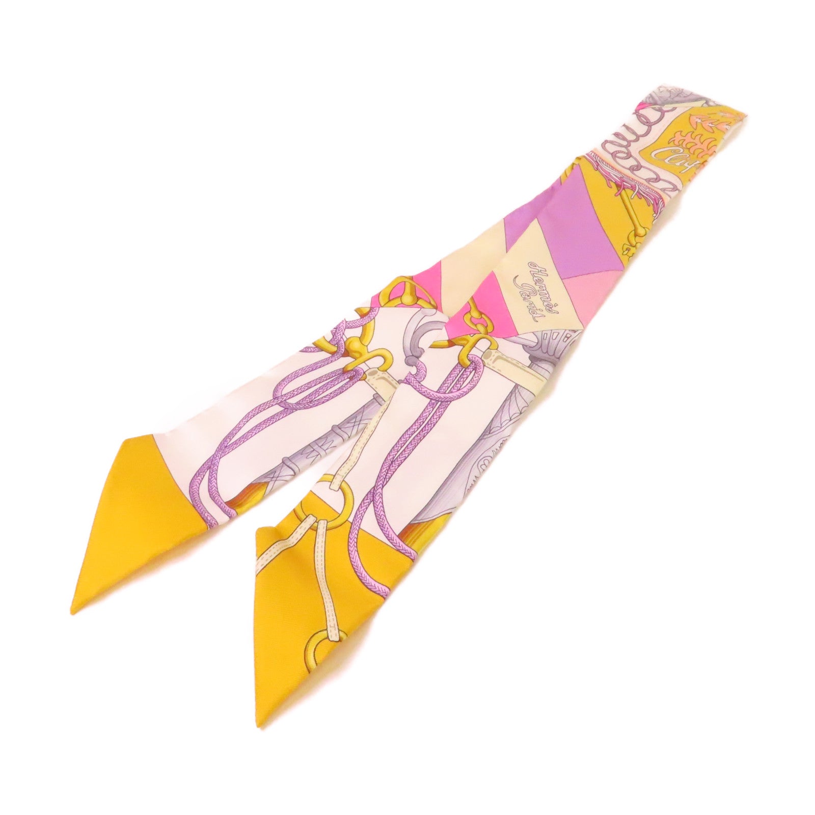 HERMES 【激減優惠】絲質Twilly Scarf絲巾黃色/紫色/粉紅色/彩色