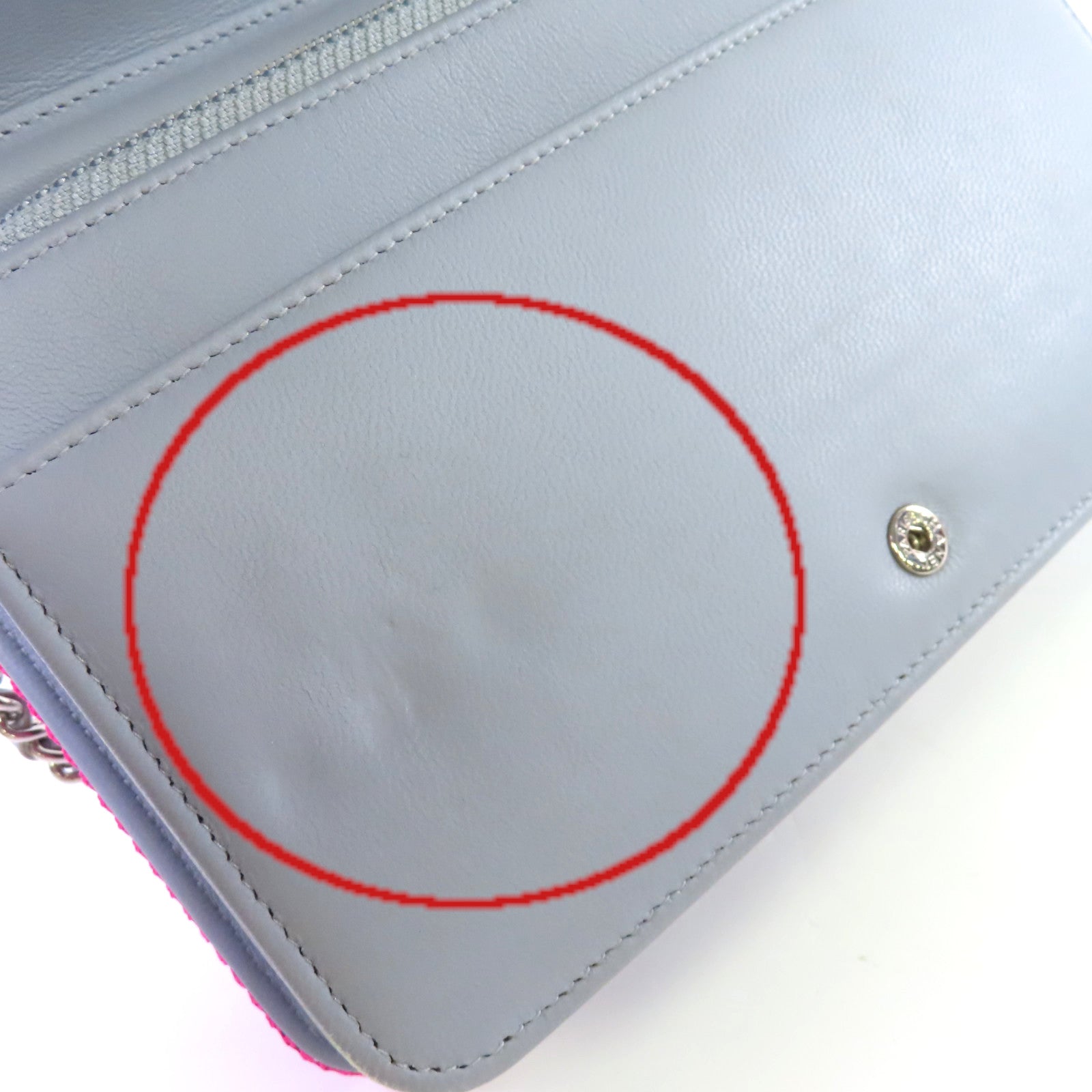 CHANEL 菱格帆布WOC Wallet On Chain Shoulder Bag銀扣鏈帶肩背袋寶藍色/粉紅色/灰色