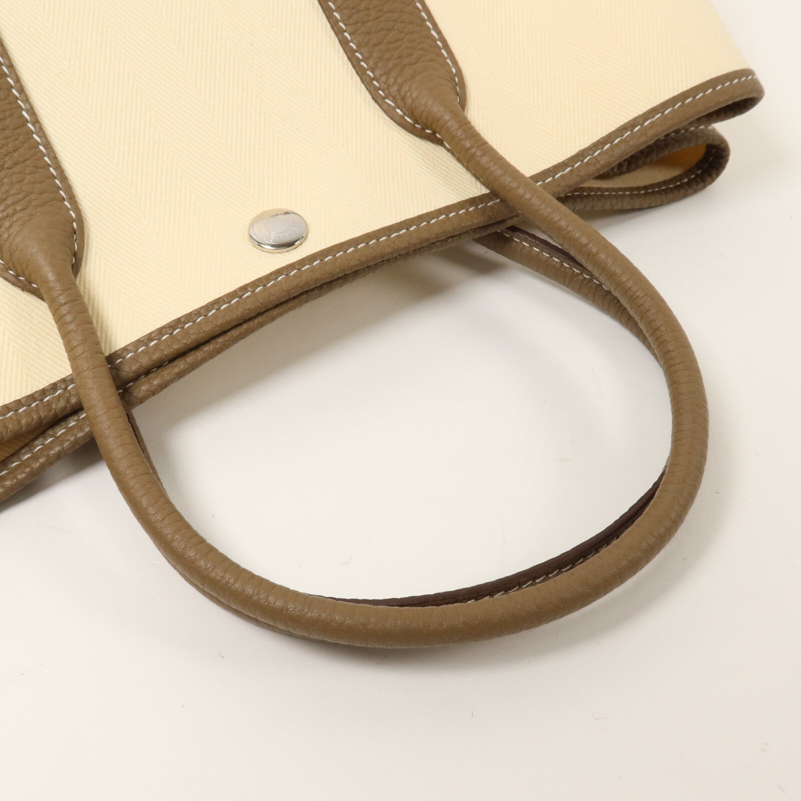 HERMES 帆布/Negonda皮革Garden Party TPM手挽袋Etoupe