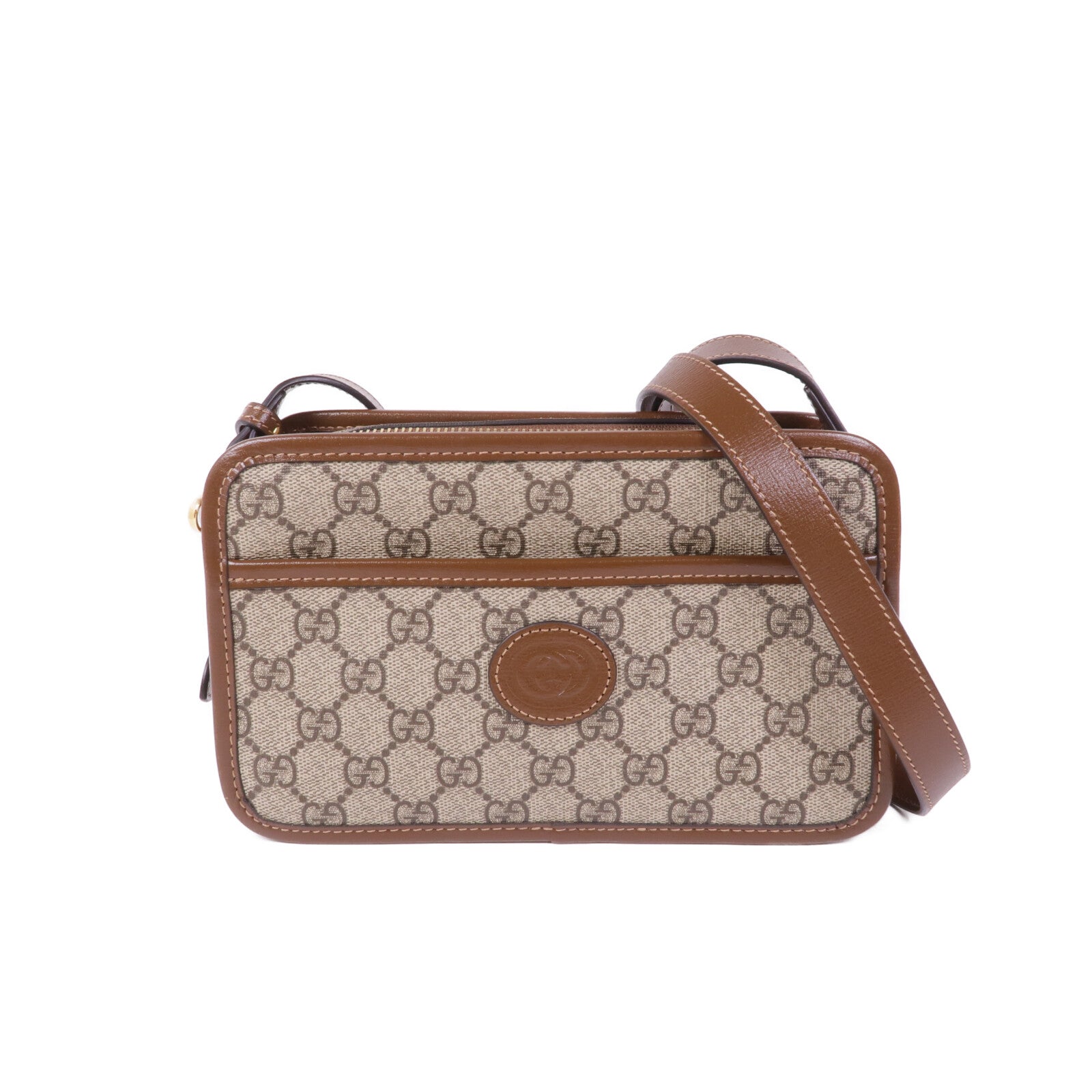 GUCCI 塗層帆布GG Supreme金扣肩背袋