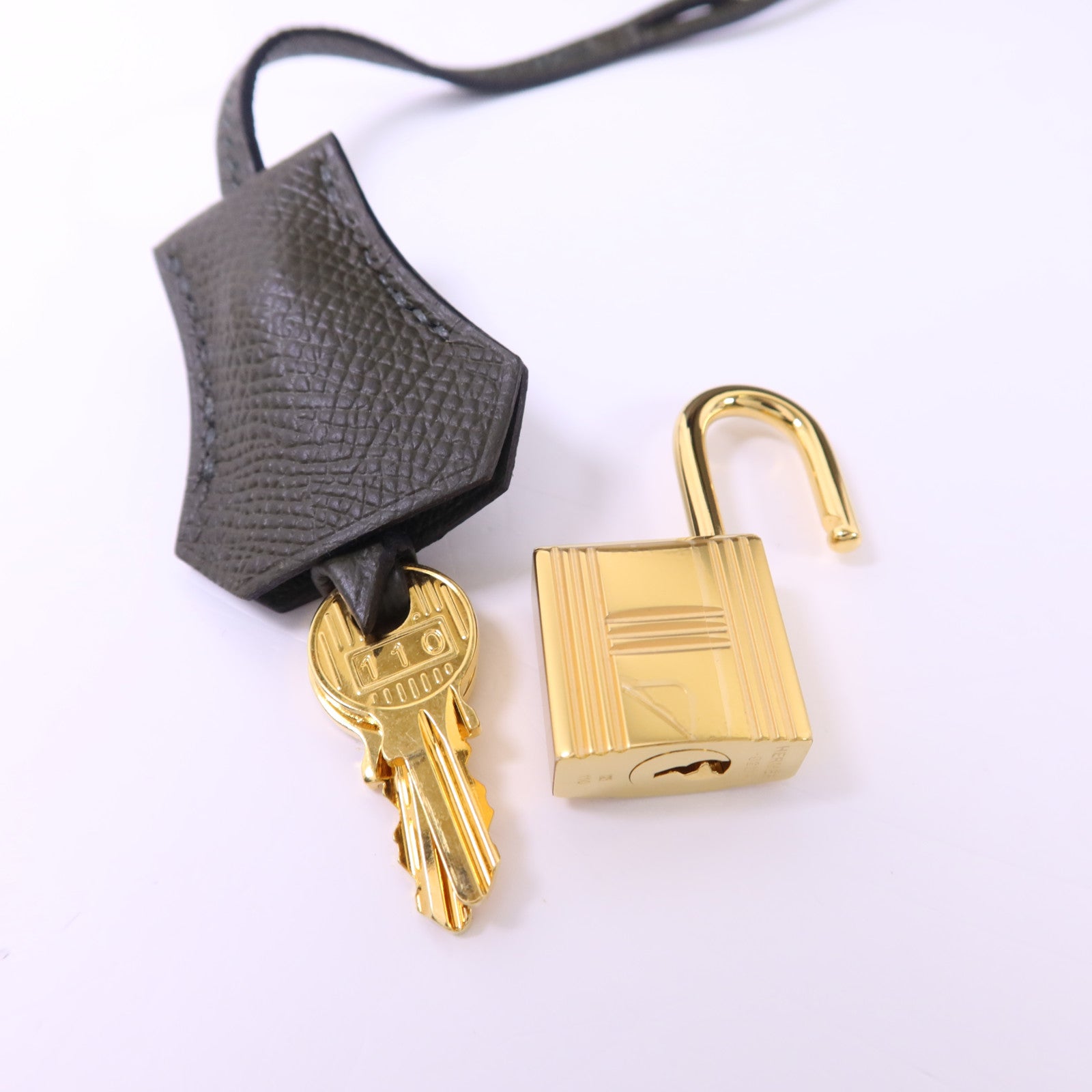 HERMES Epsom皮革Kelly 25金扣手挽肩背兩用袋Vert Gris