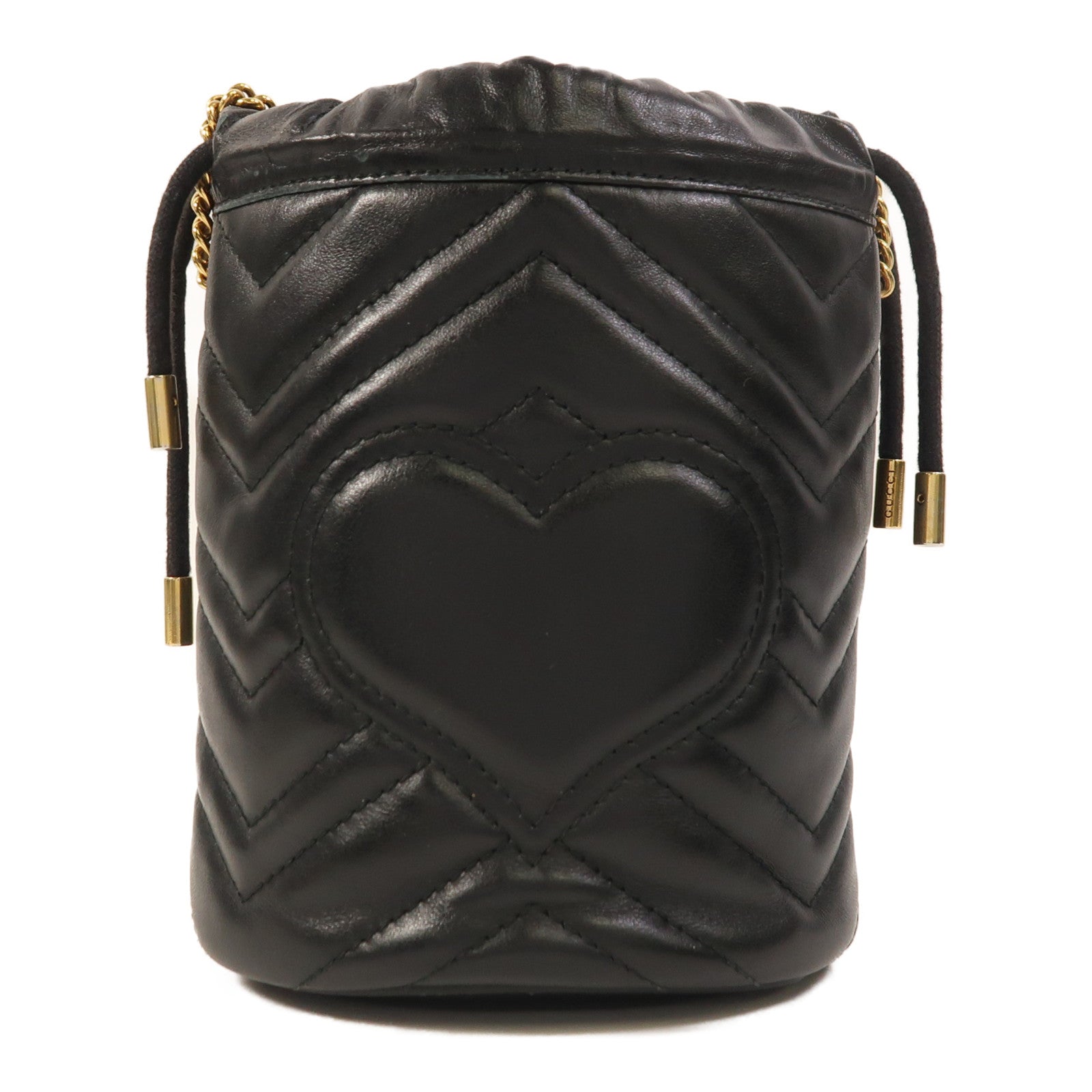 GUCCI 【激減優惠】牛皮皮革GG Marmont Mini Bucket金扣鏈帶肩背袋