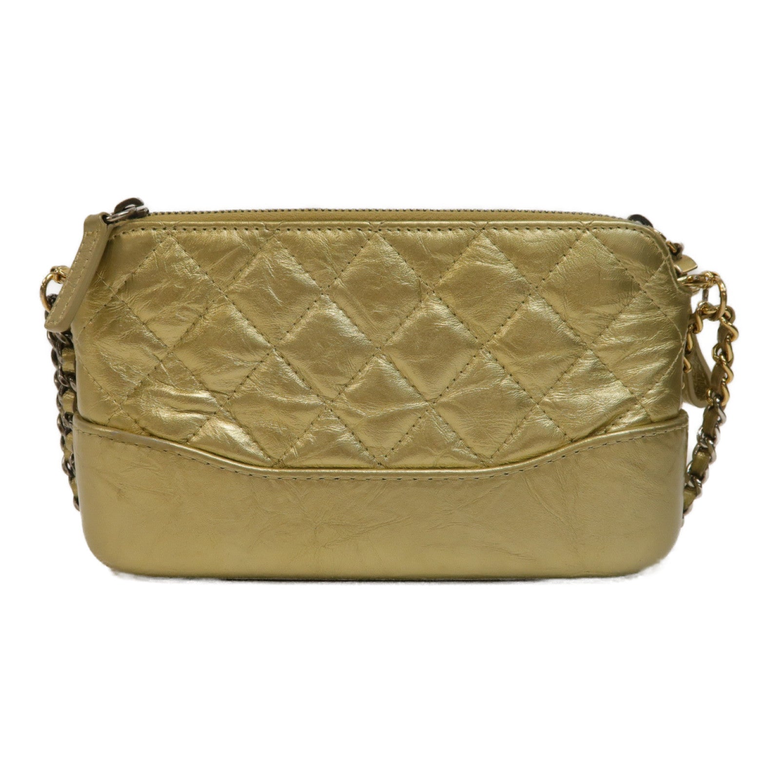 CHANEL 【激減優惠】菱格牛皮皮革Gabrielle Clutch With Chain Shoulder Bag金扣/銀扣鏈帶肩背袋金色