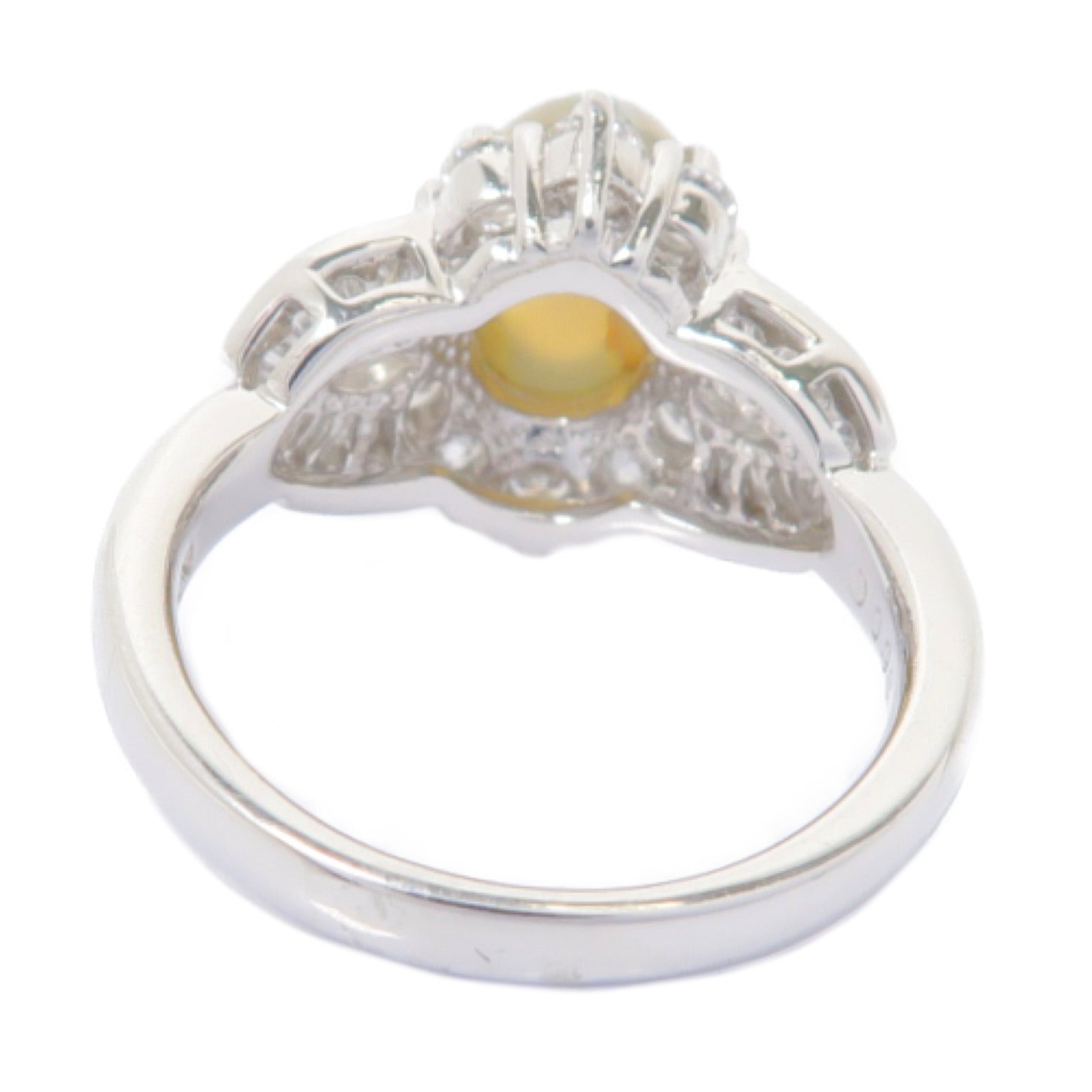 JEWELRY PT900鉑金Cat's Eye Diamond Ring 3.20ct貓眼石/0.96ct鑚石戒指US#5.25