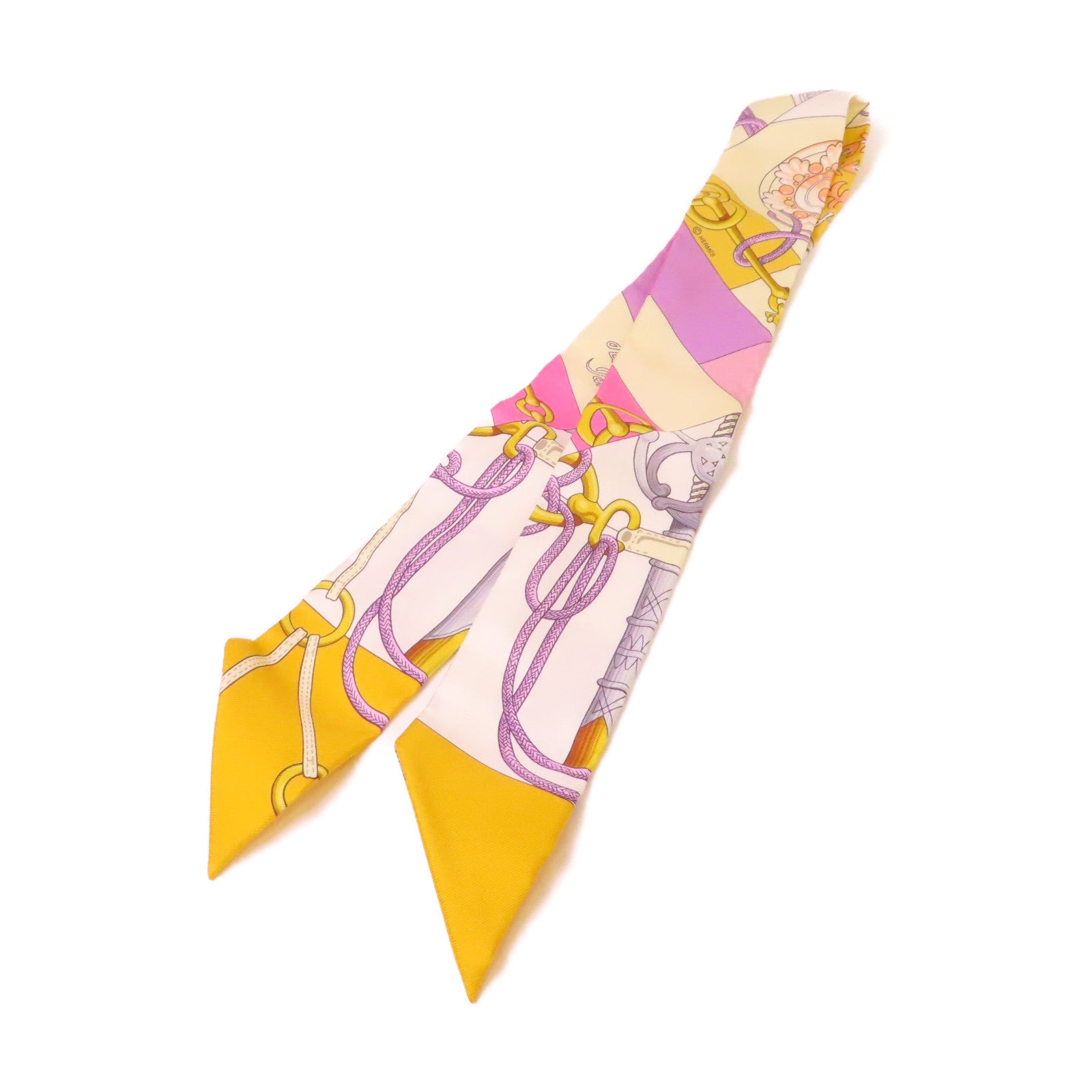 HERMES 【激減優惠】絲質Twilly Scarf絲巾黃色/紫色/粉紅色/彩色