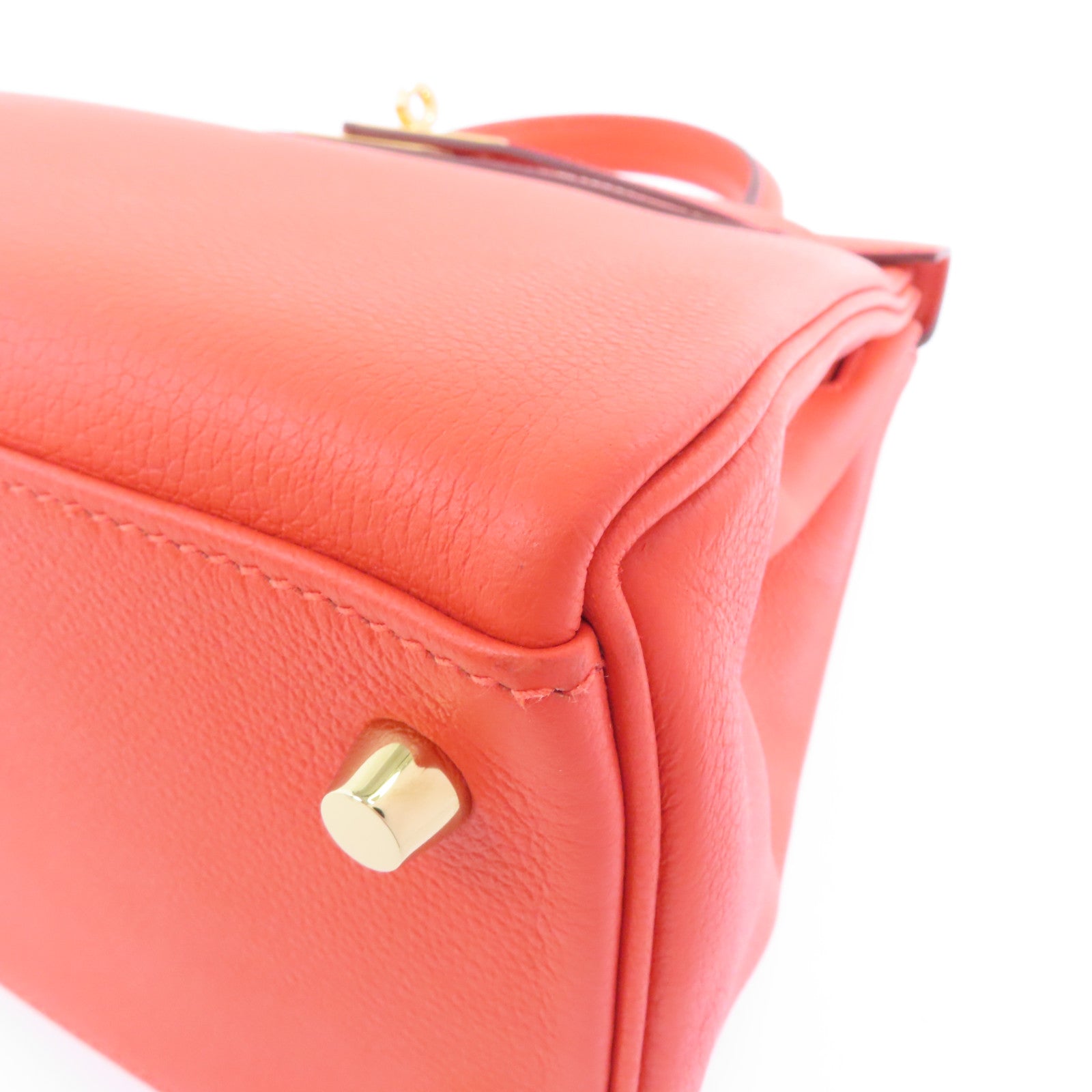 HERMES Evercolor皮革Kelly 28金扣手挽肩背兩用袋Rouge H/紅色