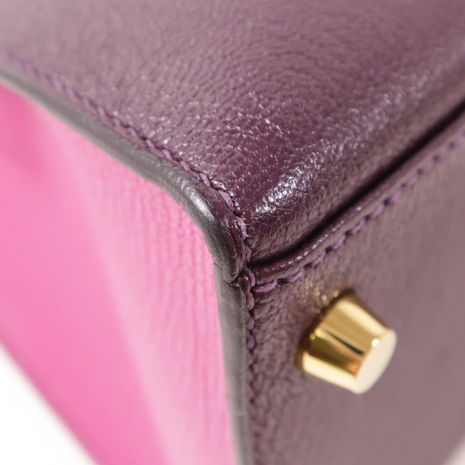 HERMES GHW Kelly 28 SOP 2 Way Bag Chevre Leather Anemone/Rose Pourpre