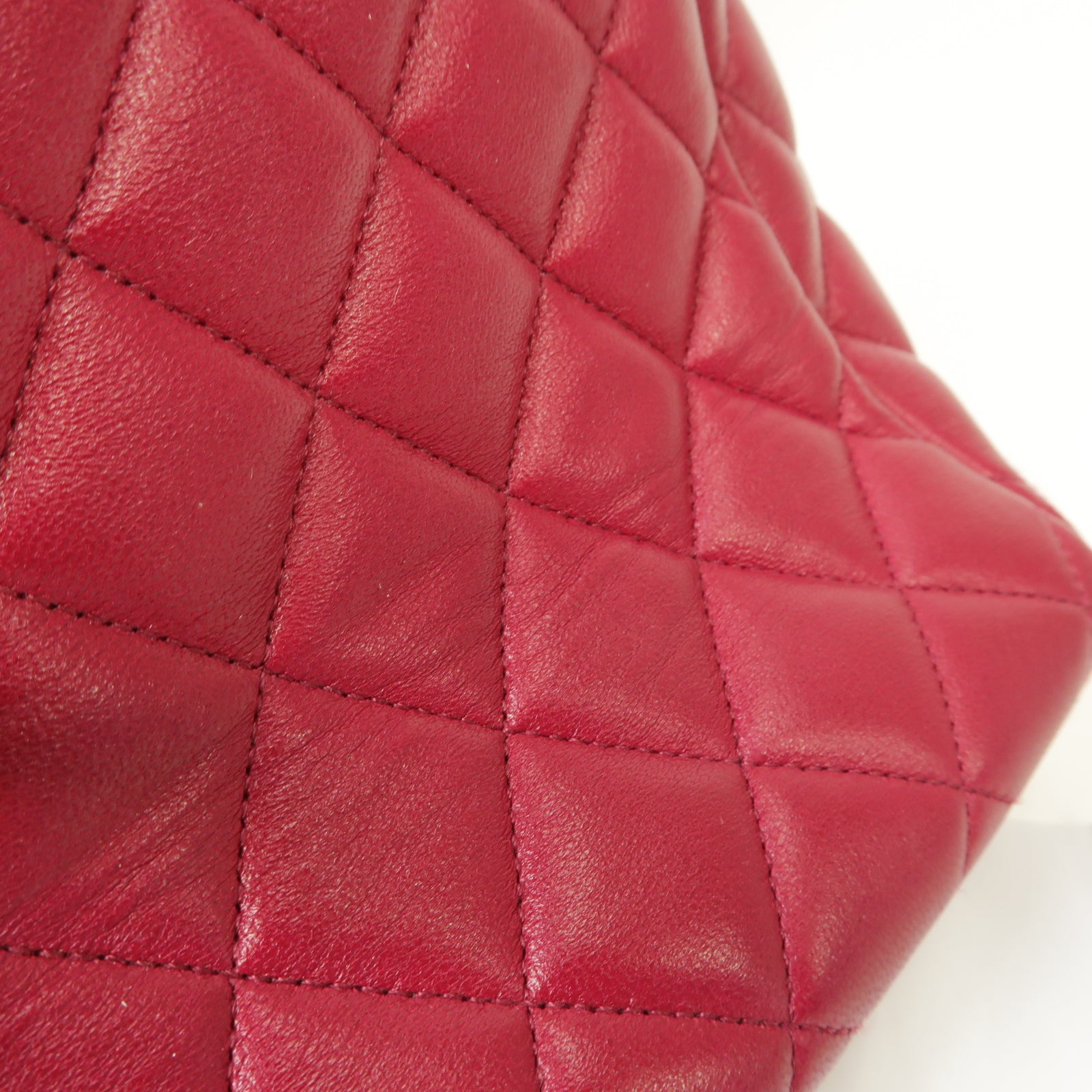 CHANEL 菱格羊皮皮革Shoulder Bag金扣肩背袋紅色