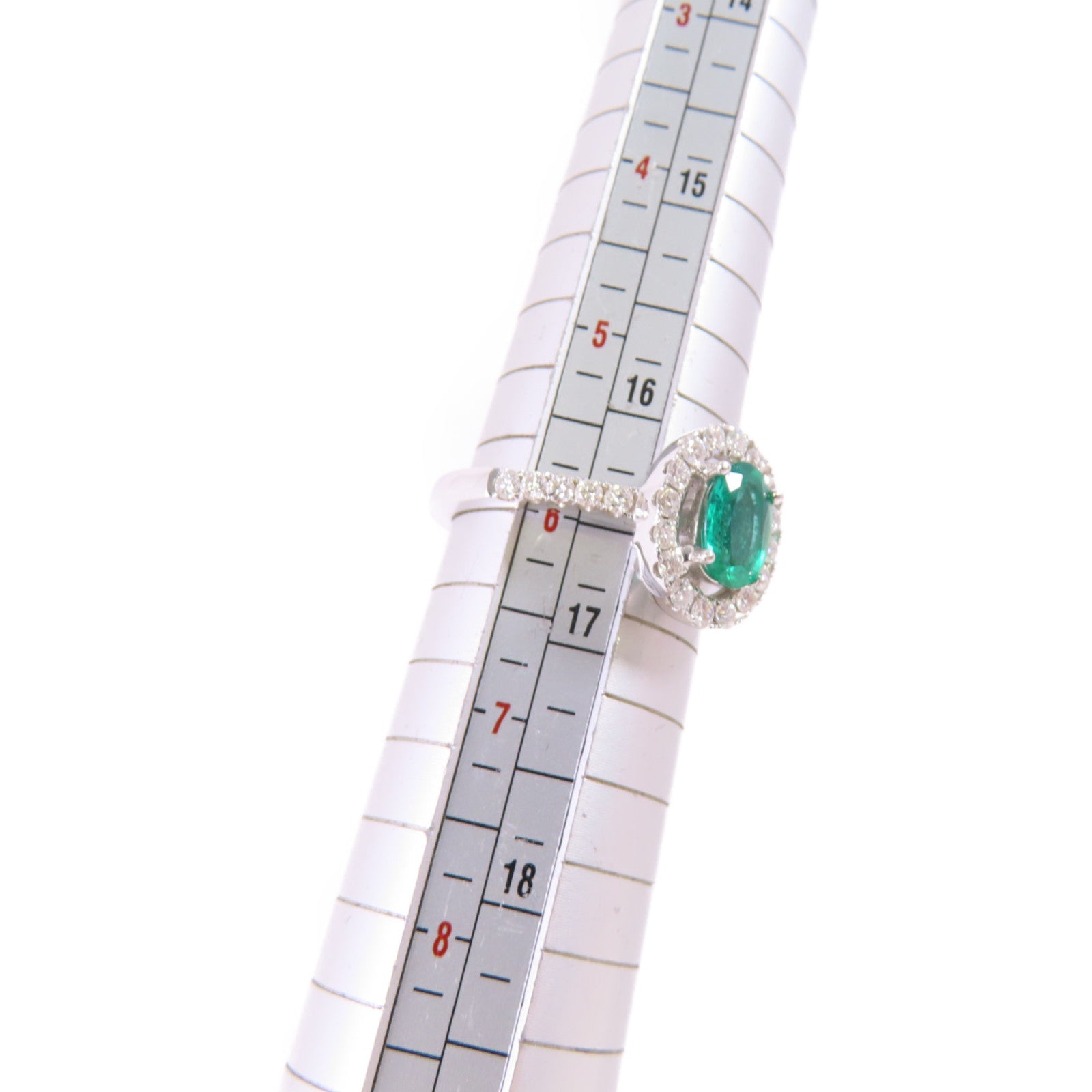 JEWELRY 18K白金/0.677ct綠寶石/0.44ct鑽石Emerald Diamond Ring戒指US#6