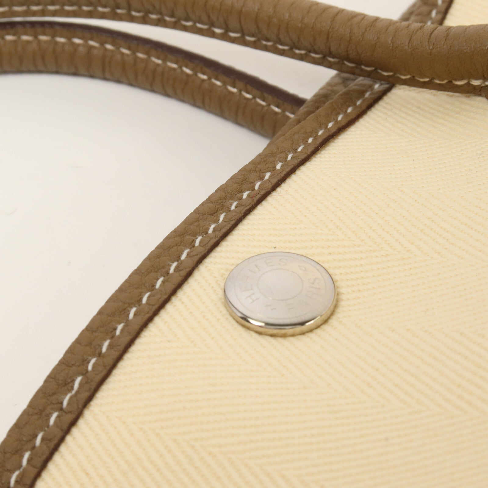 HERMES 帆布/Negonda皮革Garden Party TPM手挽袋Etoupe