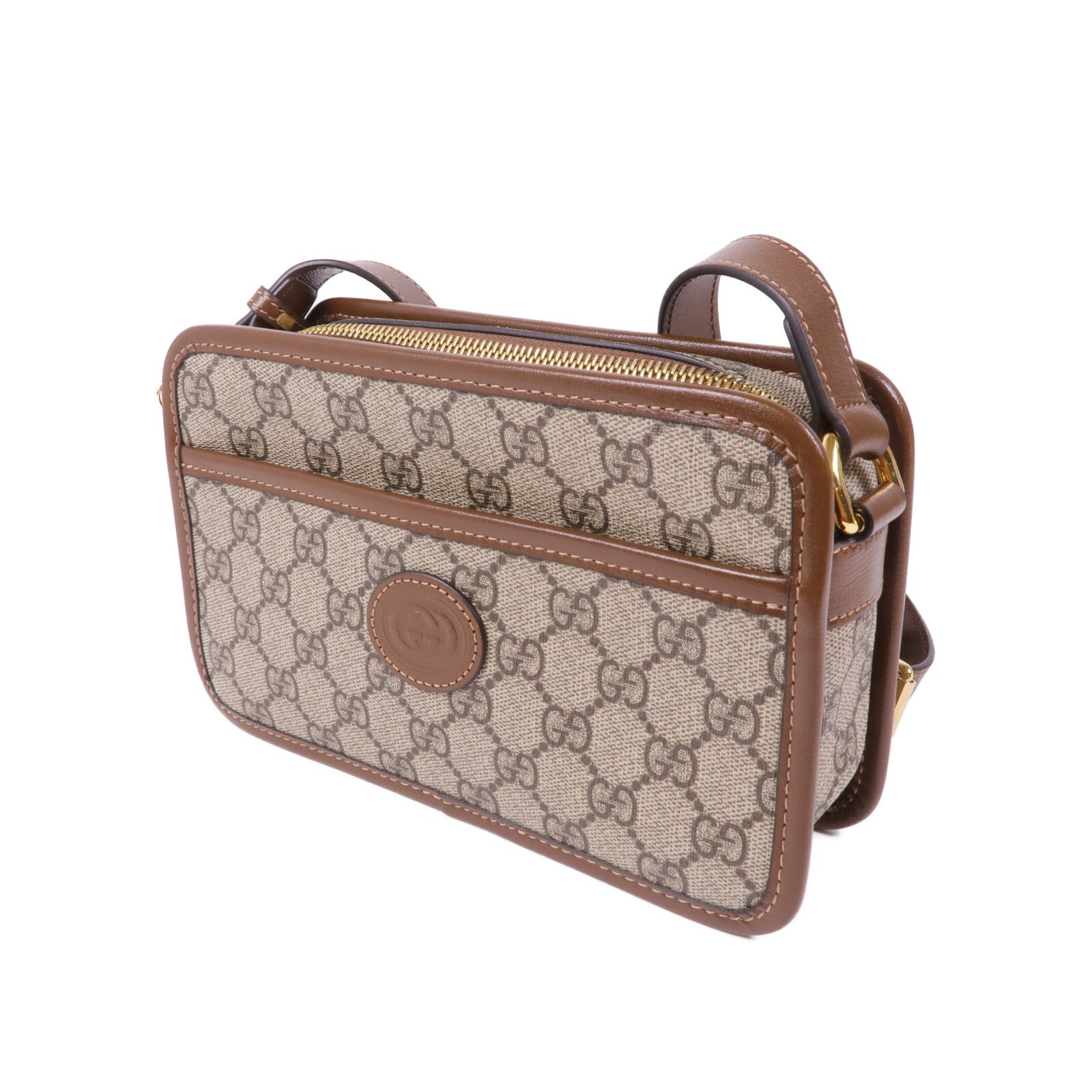 GUCCI 塗層帆布GG Supreme金扣肩背袋