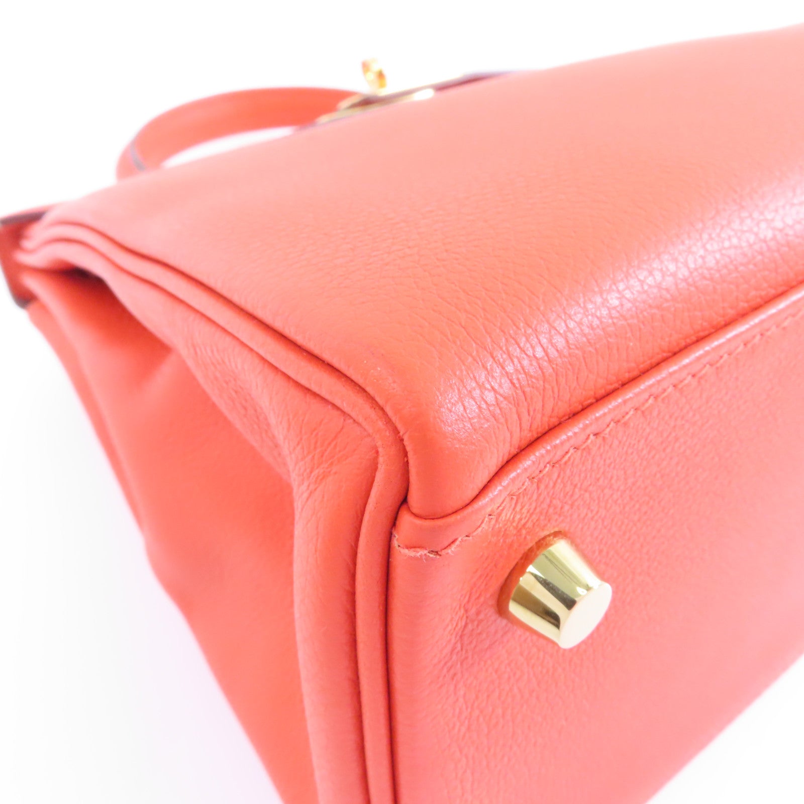 HERMES Evercolor皮革Kelly 28金扣手挽肩背兩用袋Rouge H/紅色