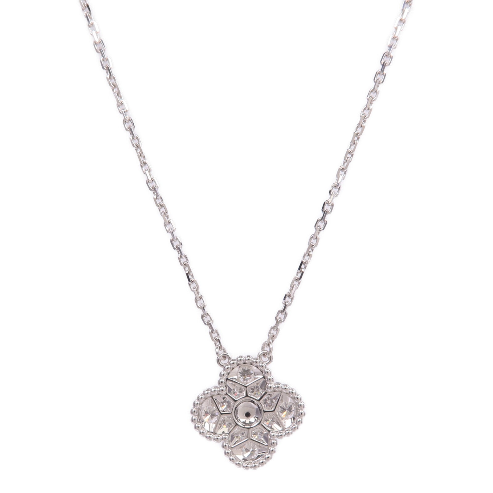 Van Cleef & Arpels 18K白金Vintage Alhambra Pendant鑽石項鍊