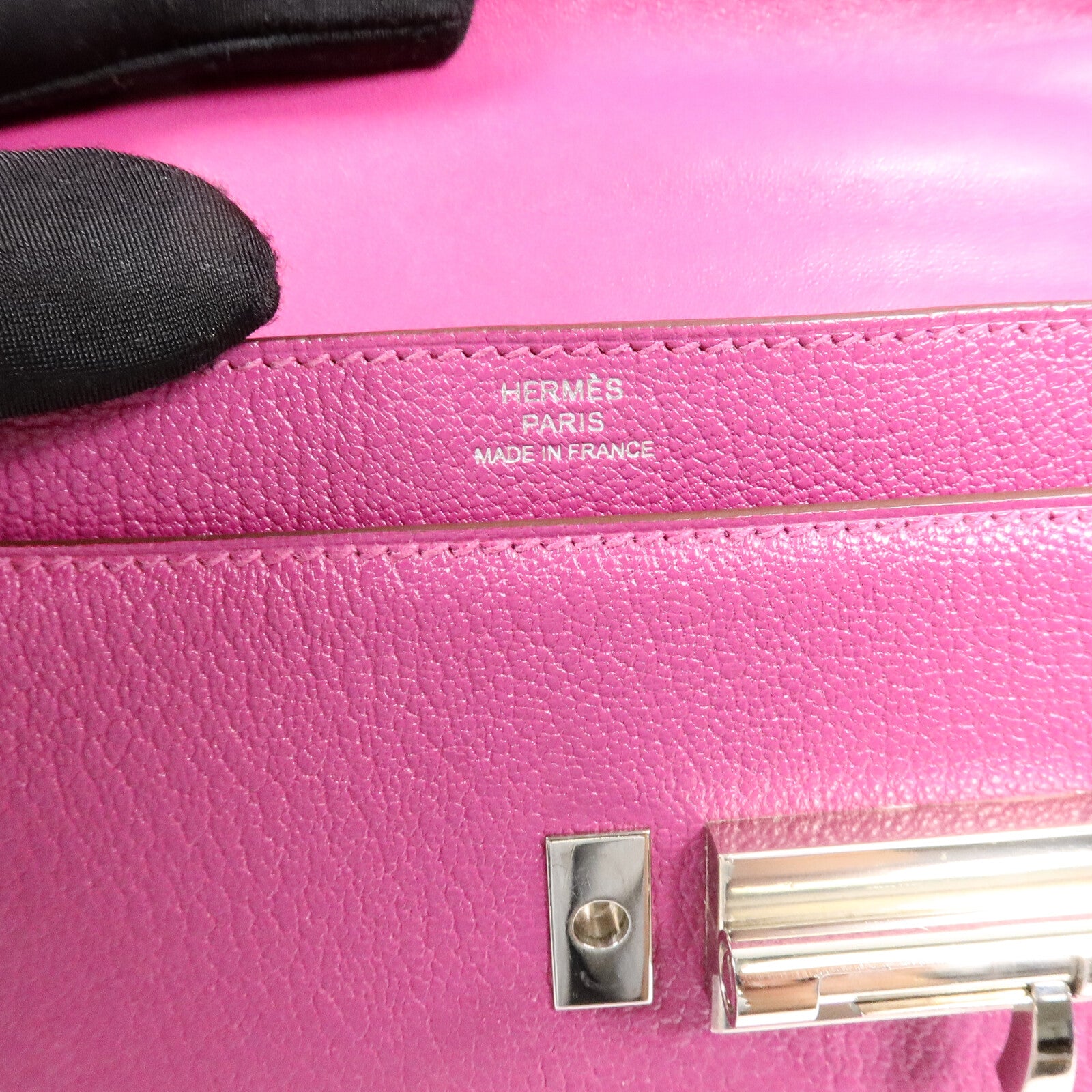 HERMES Chevre皮革Verrou Mini鏈帶肩背袋Rose Purple