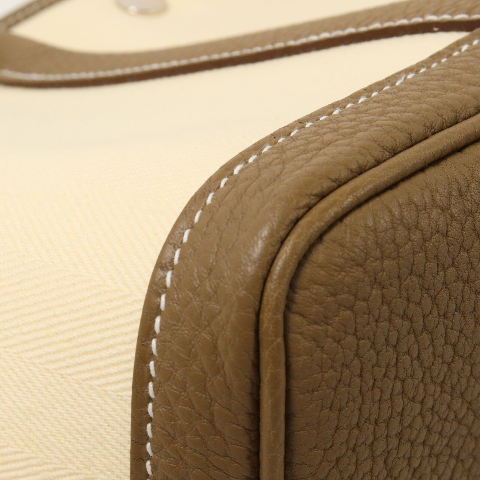 HERMES 帆布/Negonda皮革Garden Party TPM手挽袋Etoupe
