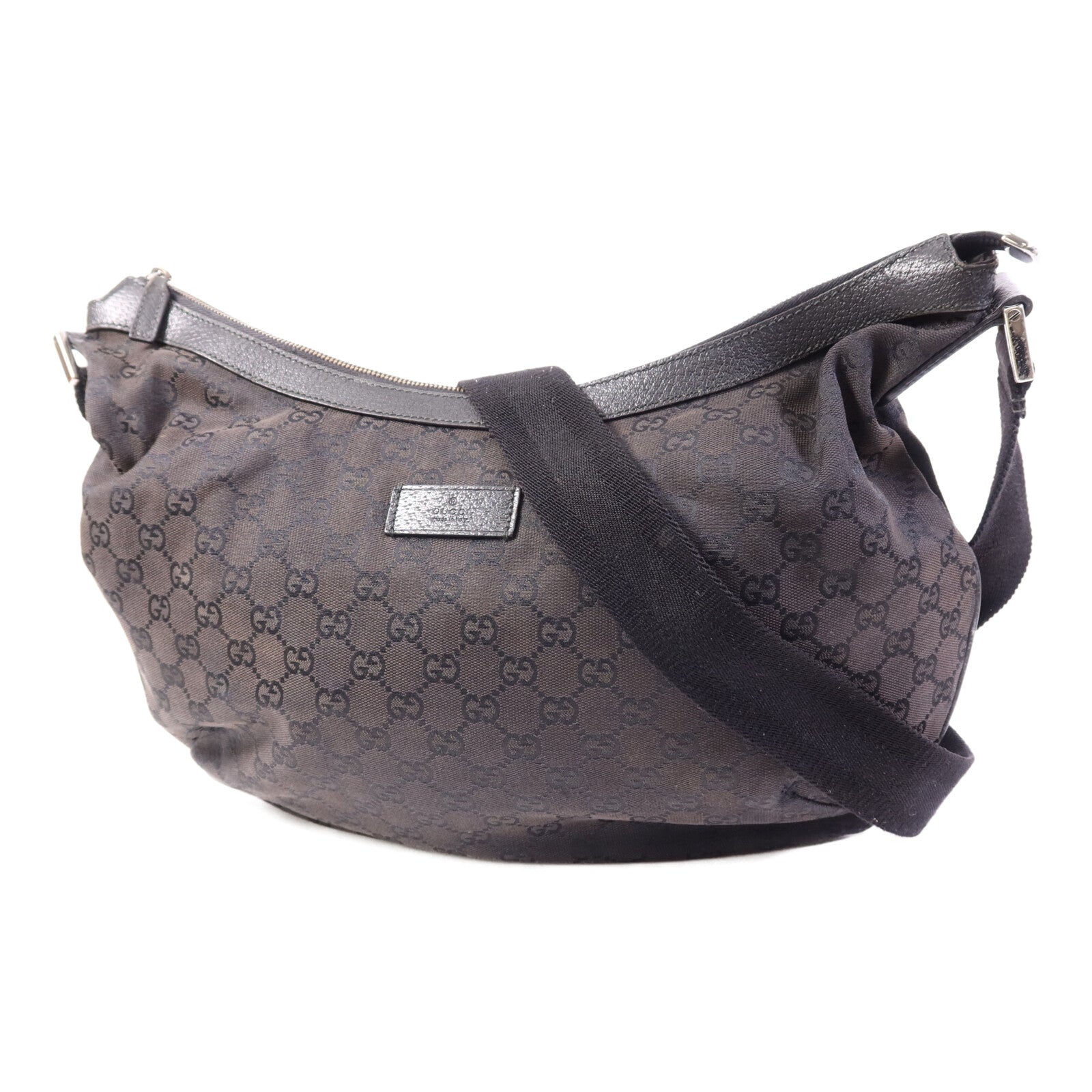 GUCCI 帆布Shoulder Bag銀扣肩背袋